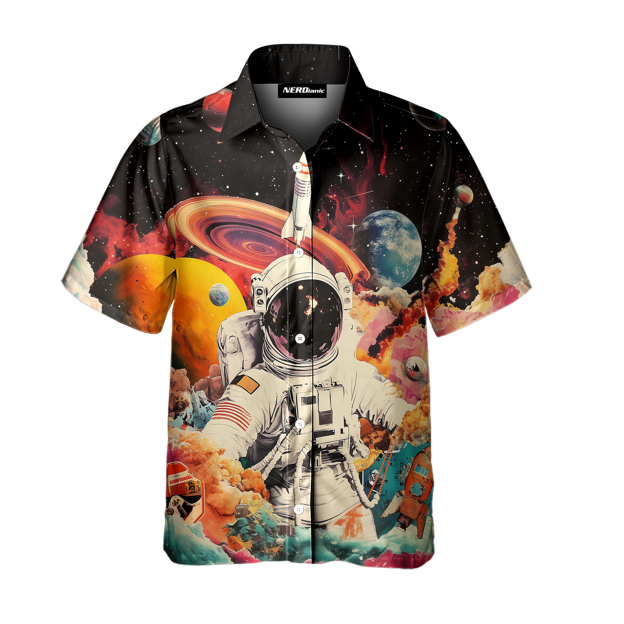 Astronaut Retro Space Button Up Shirt