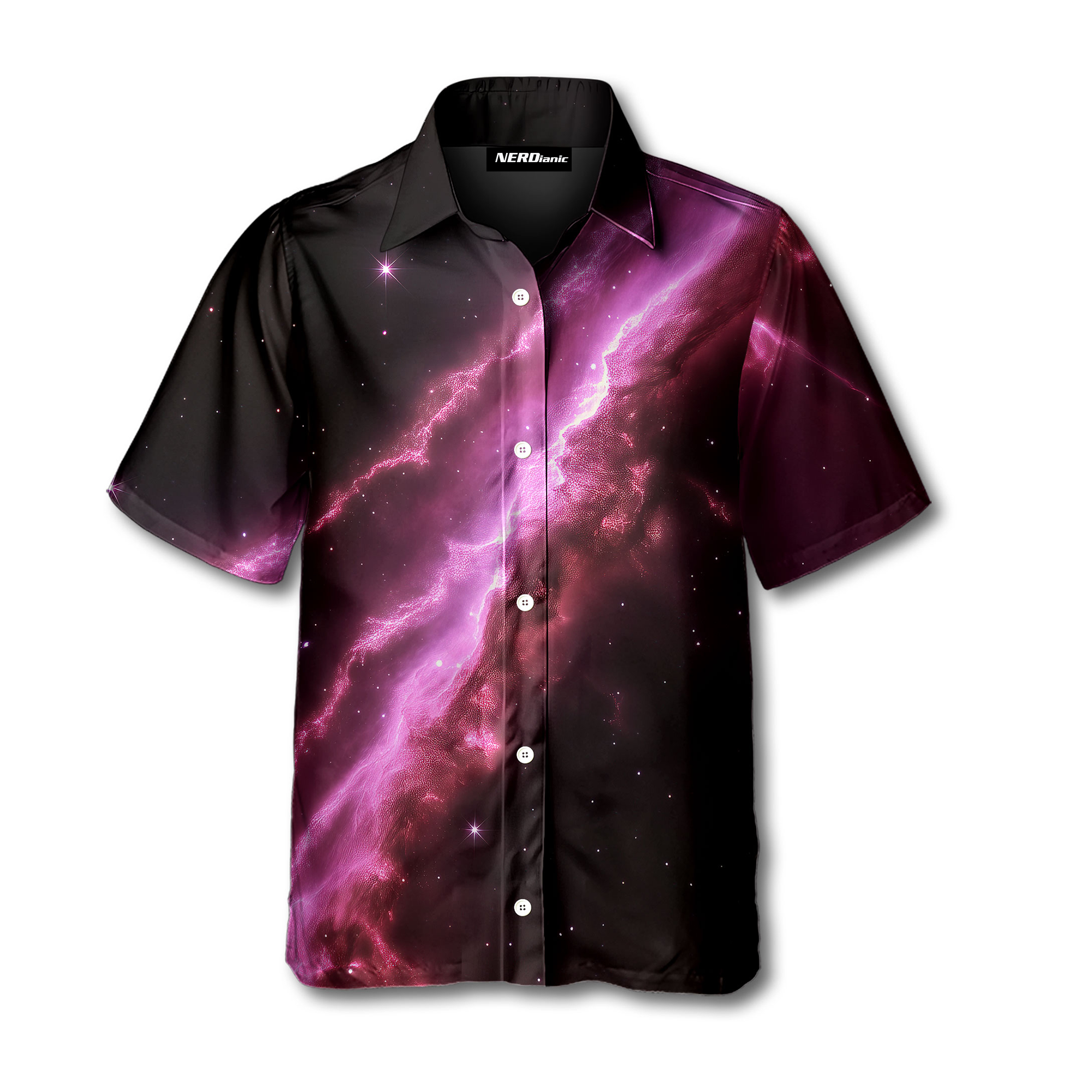 Pink Galaxy Retro Space Button Up Shirt