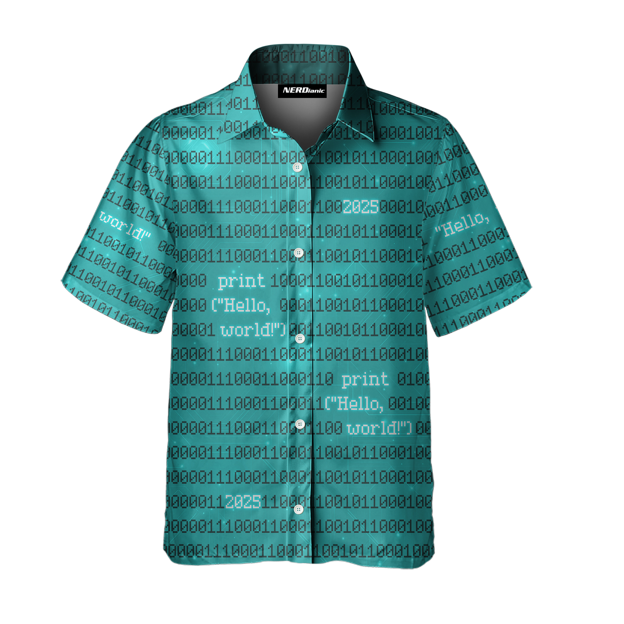 Hello World Binary Technology Button Up Shirt