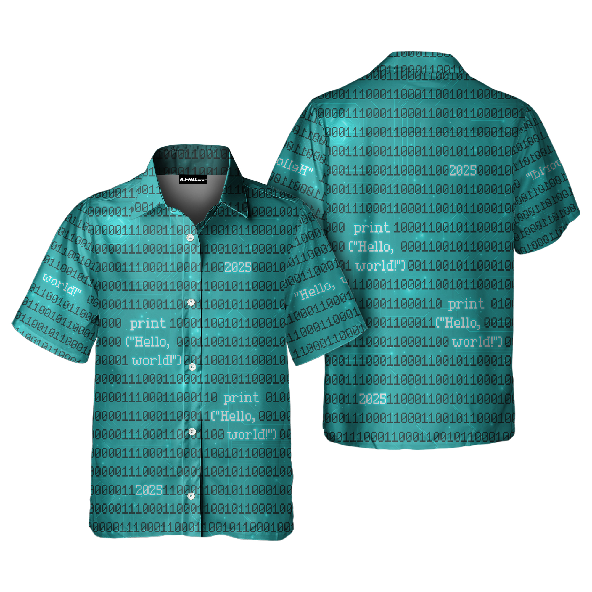 Hello World Binary Technology Button Up Shirt