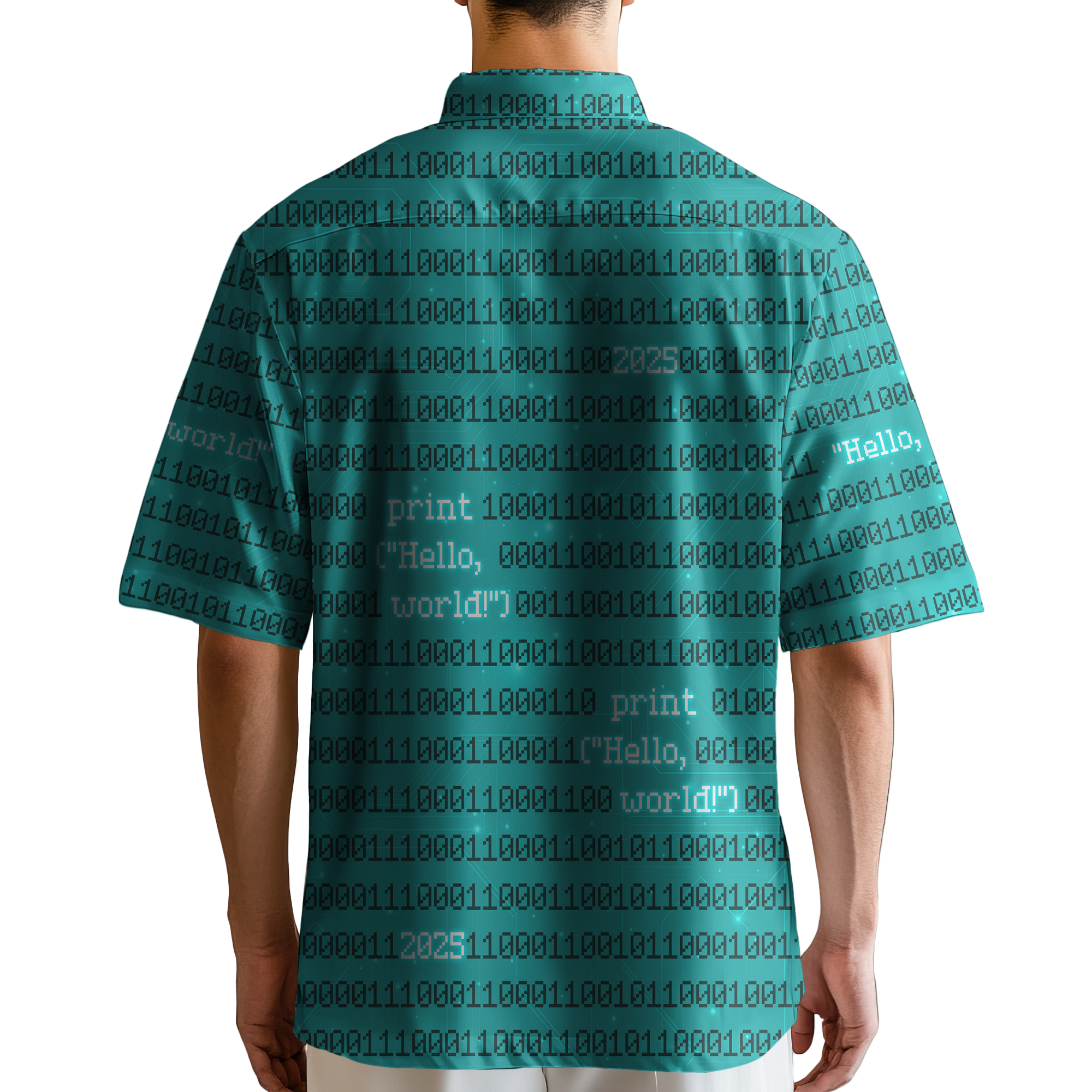 Hello World Binary Technology Button Up Shirt