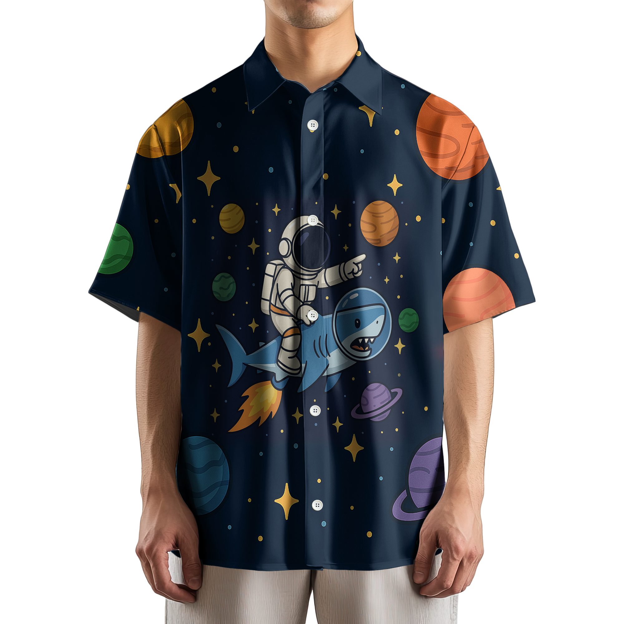 Astronaut Galaxy Space Retro Space Button Up Shirt