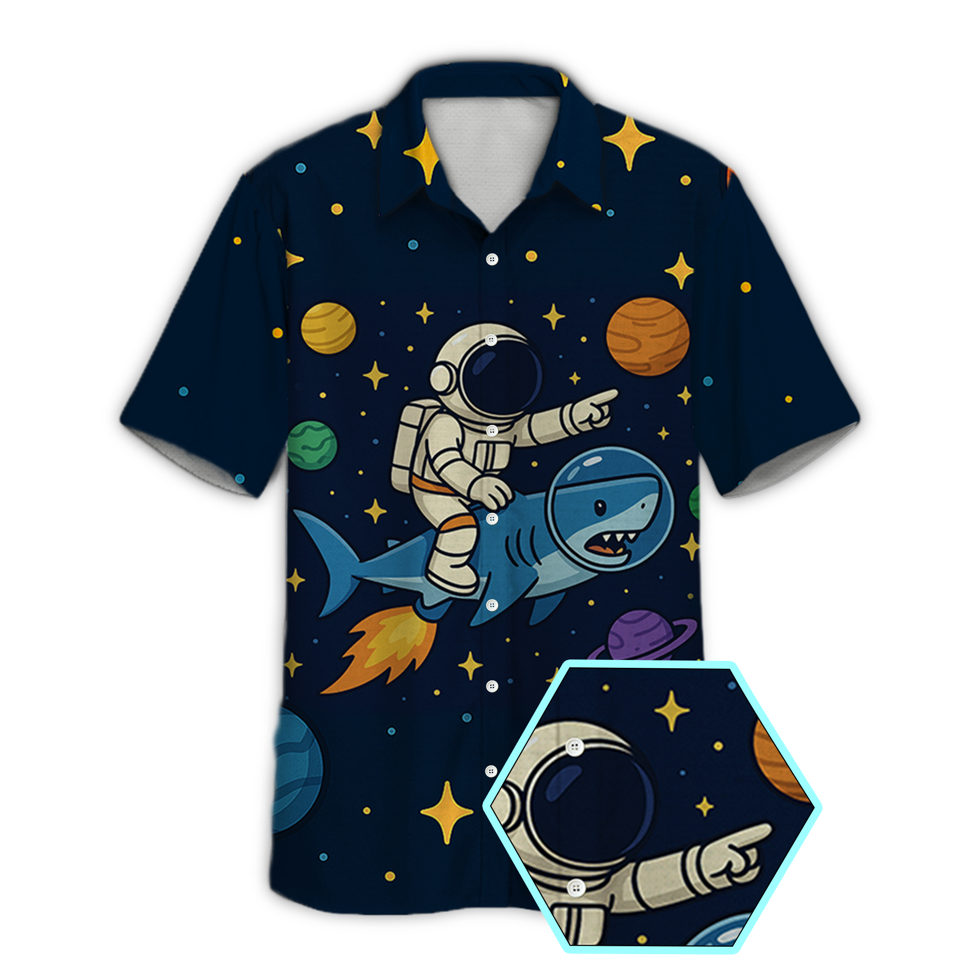 Astronaut Galaxy Retro Space Button Up Shirt