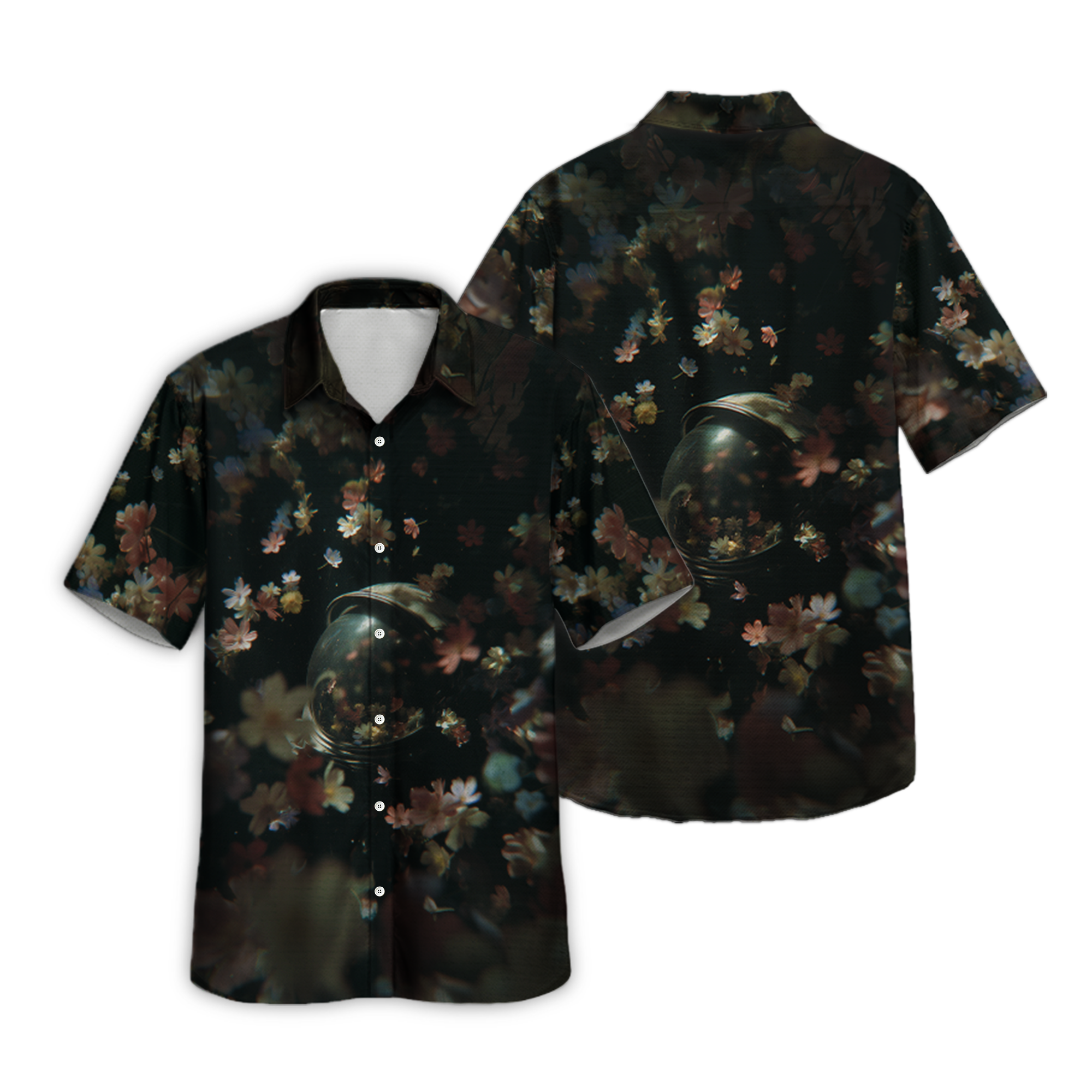 Blossoms Retro Space Button Up Shirt
