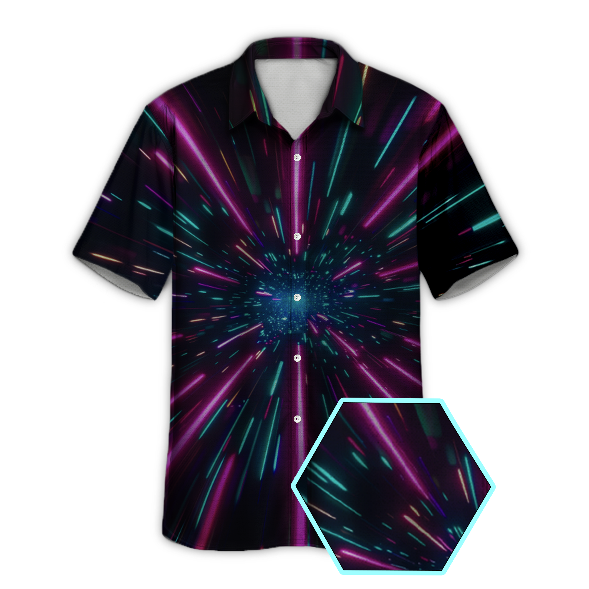 Galaxy Black Retro Space Button Up Shirt