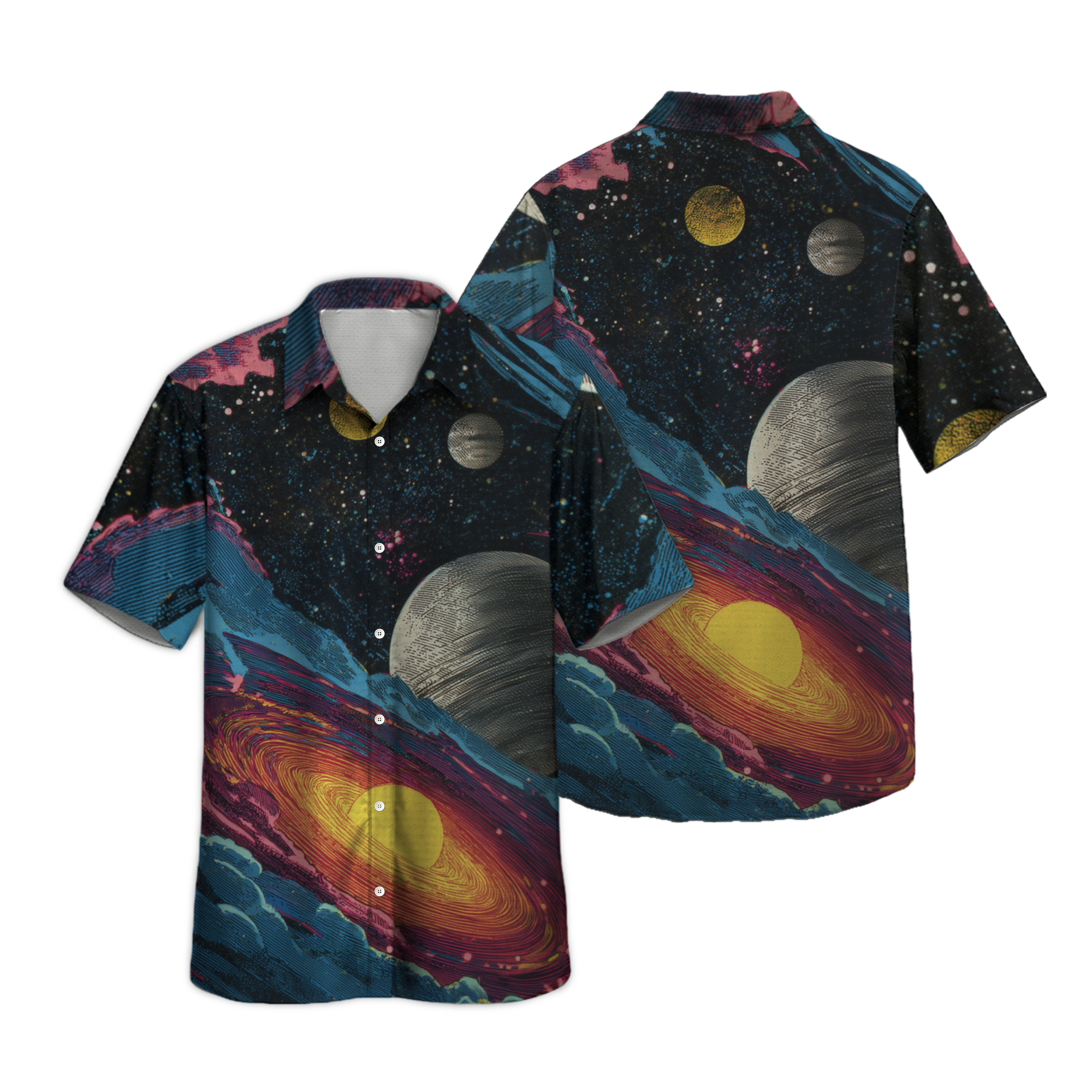 Vortex Galaxy Retro Space Button Up Shirt