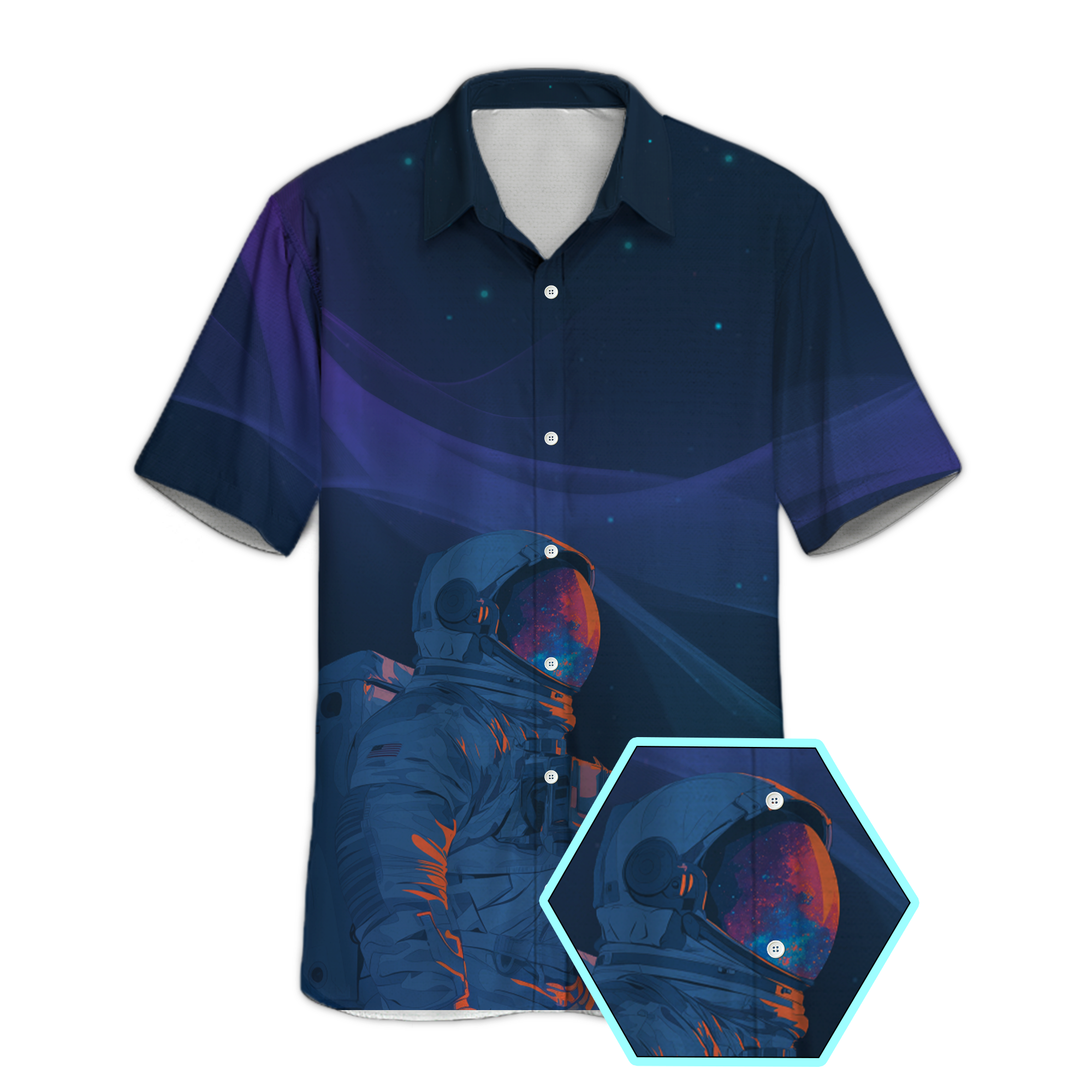 Lonely Astronauts Retro Space Button Up Shirt