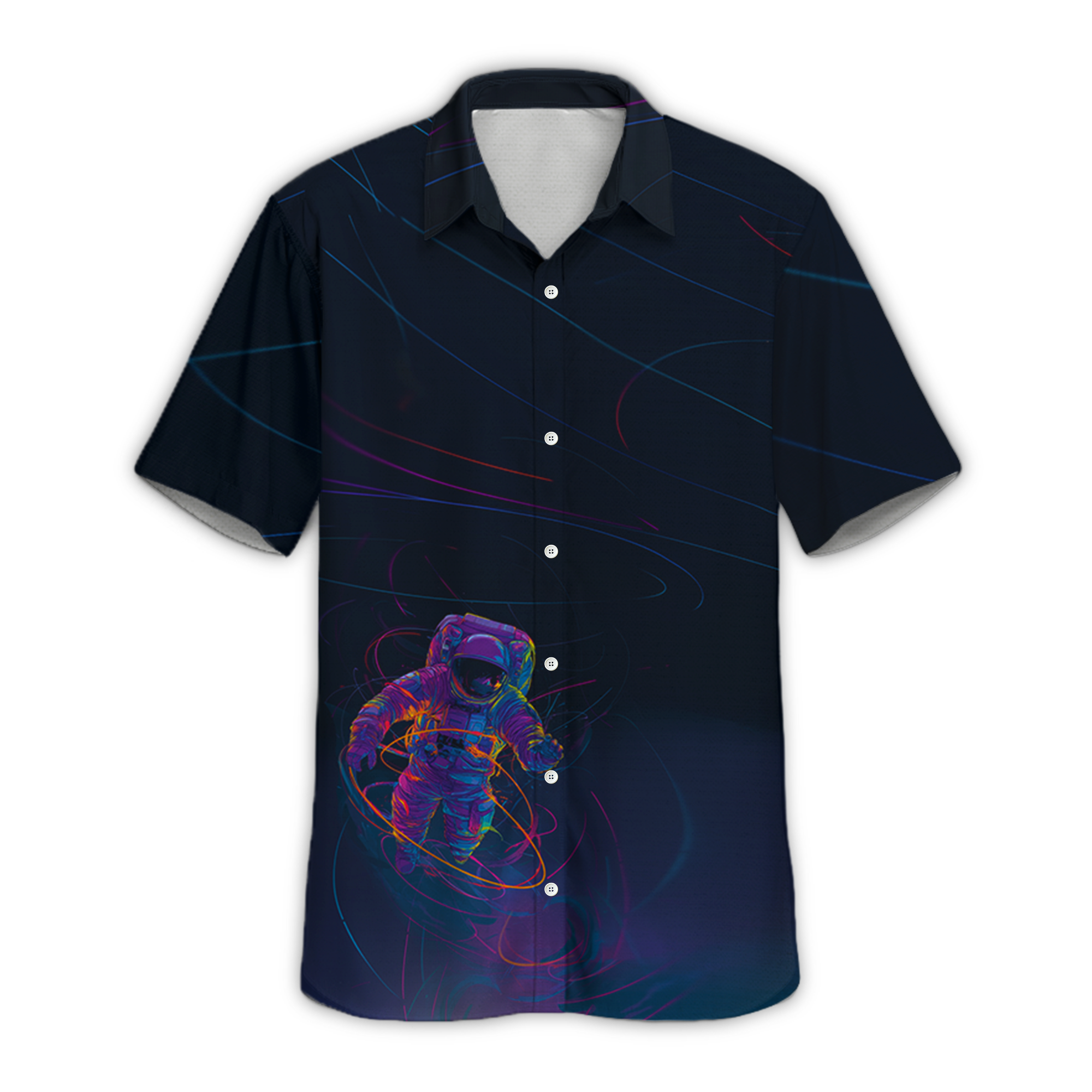 Astronauts Galaxy Black Retro Space Button Up Shirt
