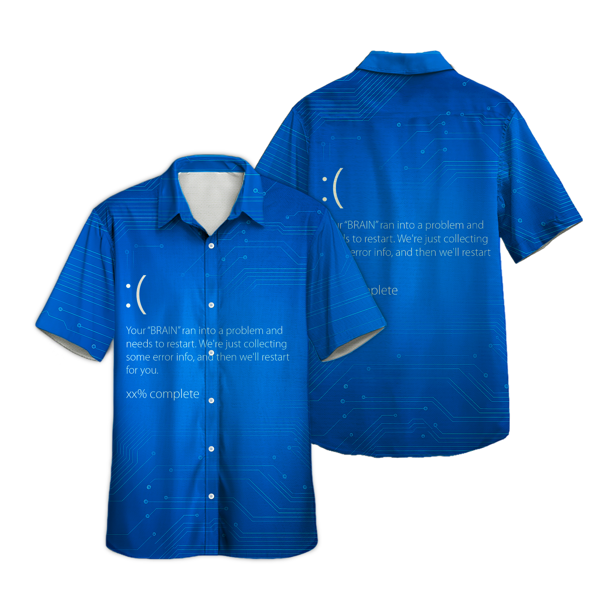 Blue Screen of Death Technology Button Up Shirt
