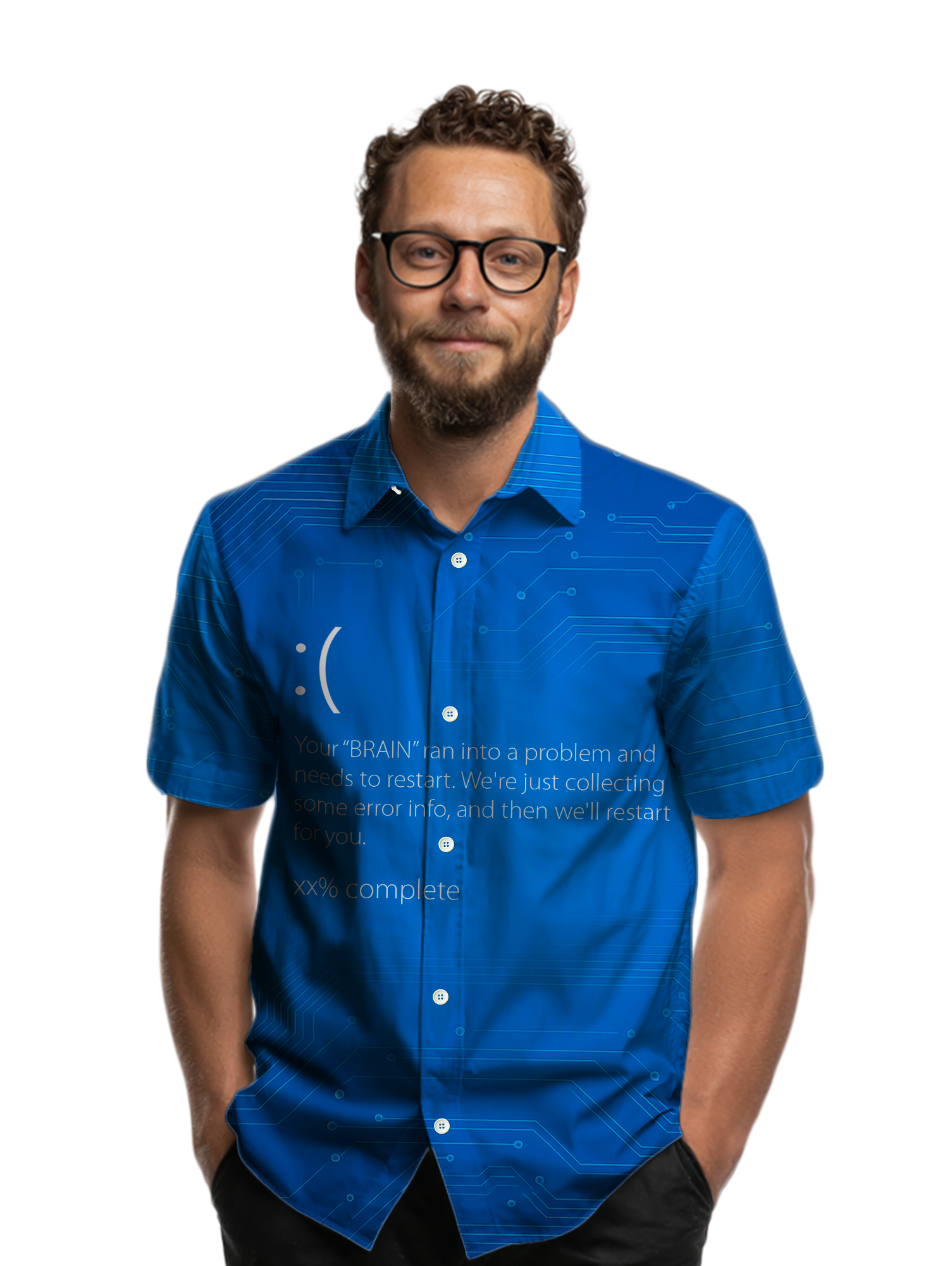 Blue Screen of Death Technology Button Up Shirt