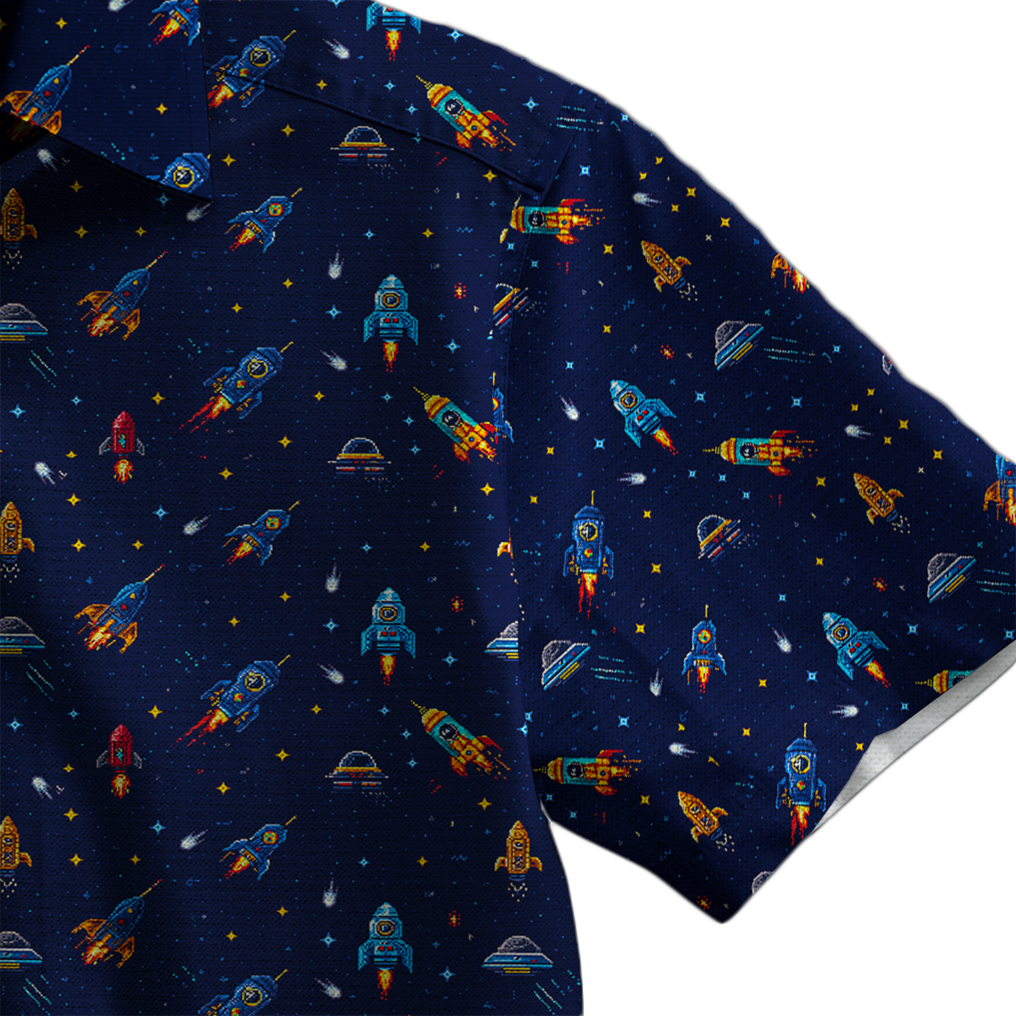 8-Bit Outer Space Button Up Shirt
