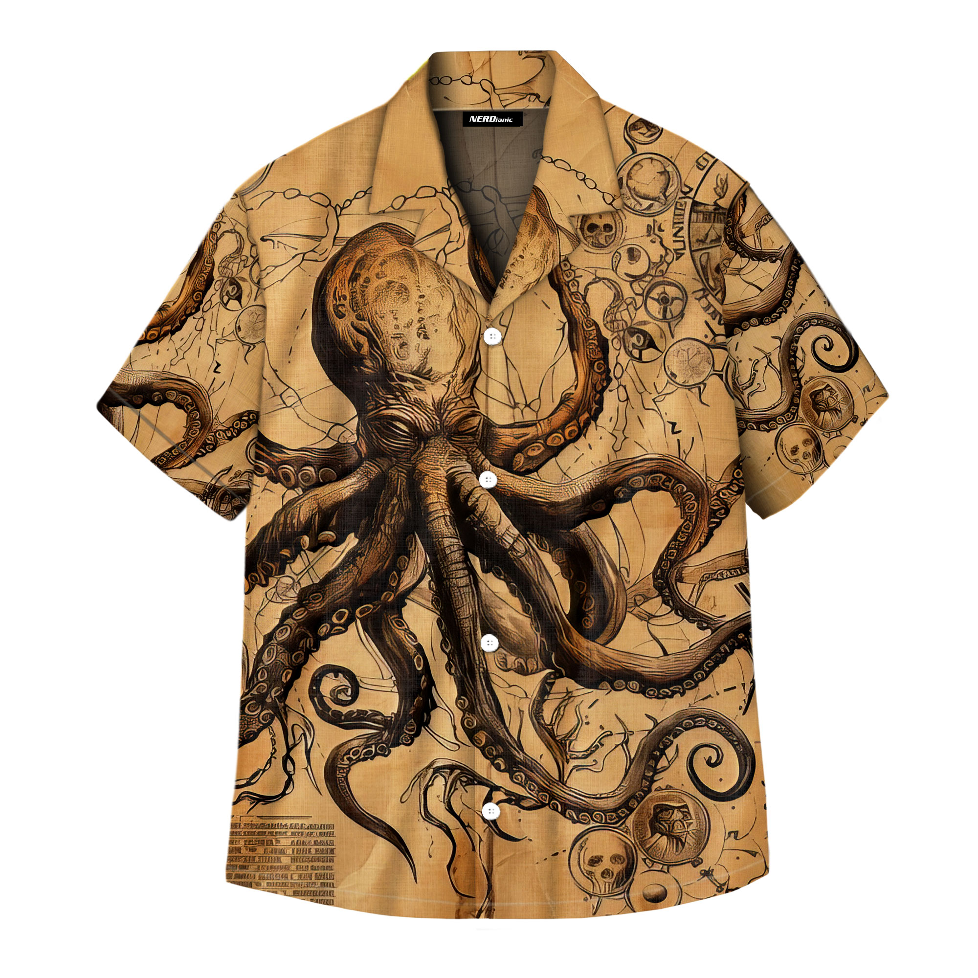 Giant Brown Octopus Geek Hawaiian Shirt