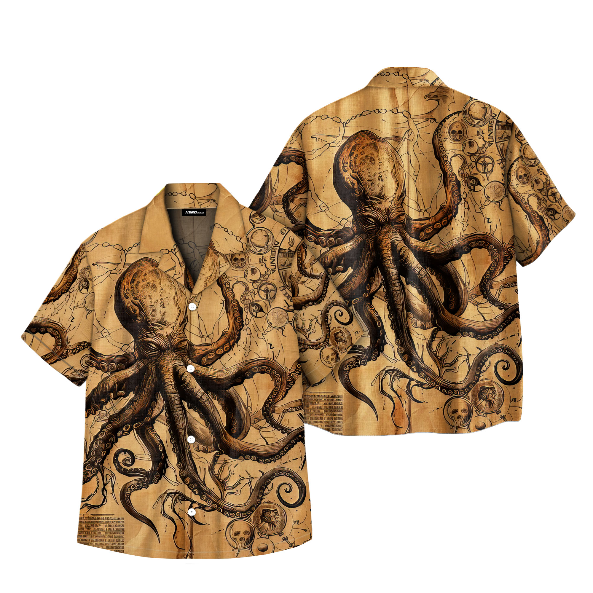 Giant Brown Octopus Geek Hawaiian Shirt