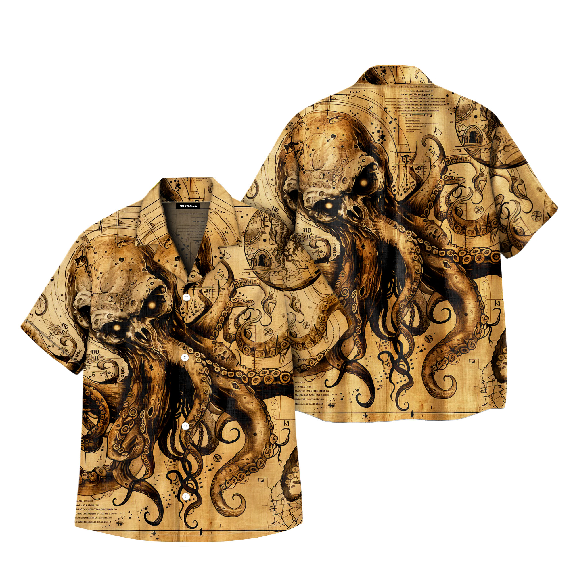 Brown Giant Octopus Geek Hawaiian Shirt