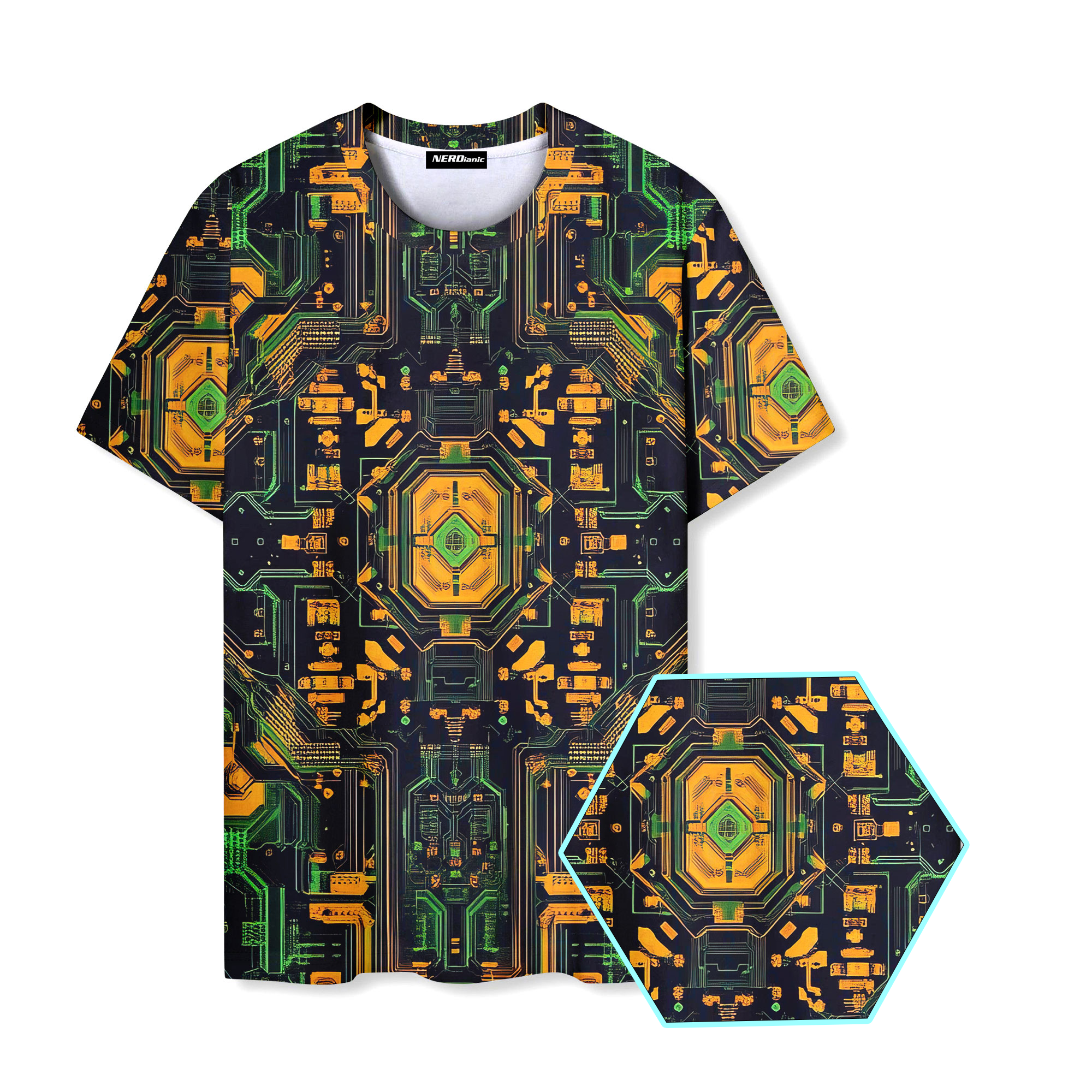 Neon Circuit Board Nerd Graphic T-Shirt