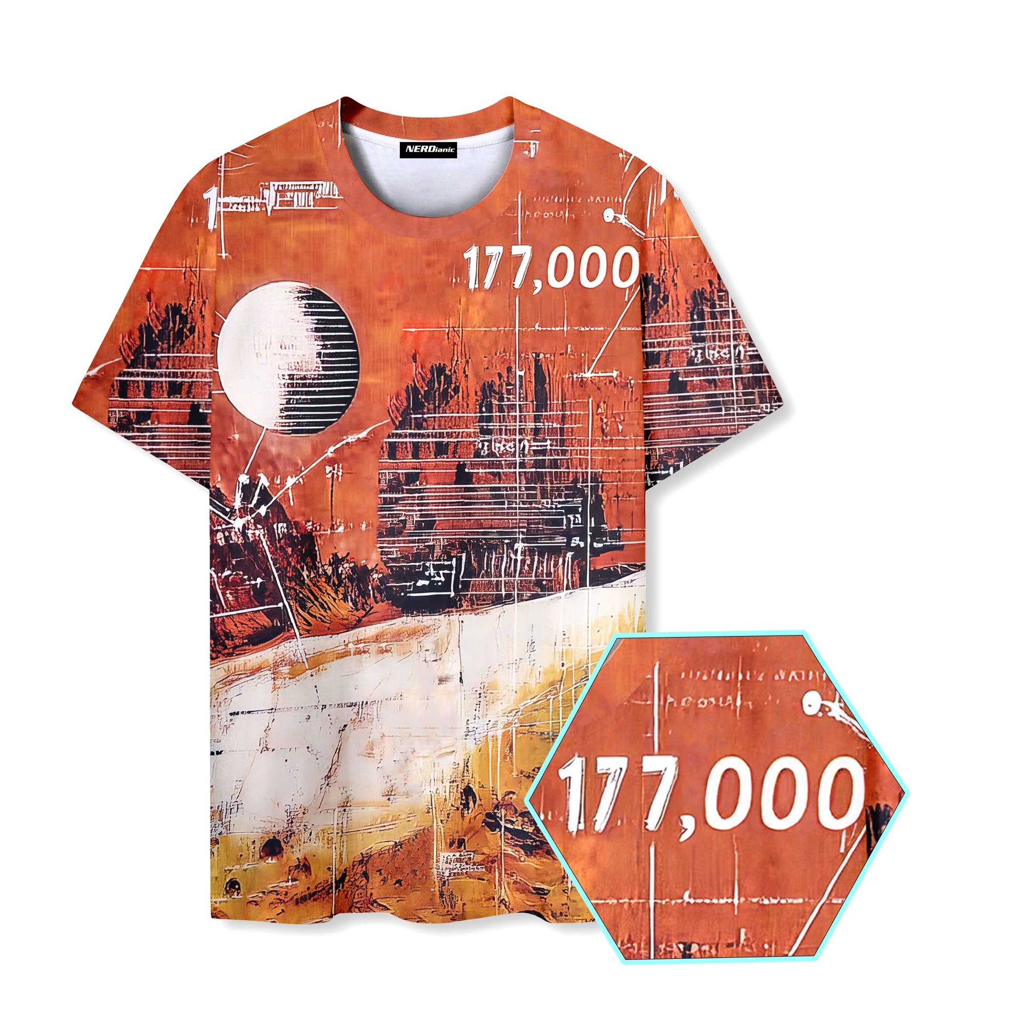 Number Mars Retro Space Graphics T-Shirt