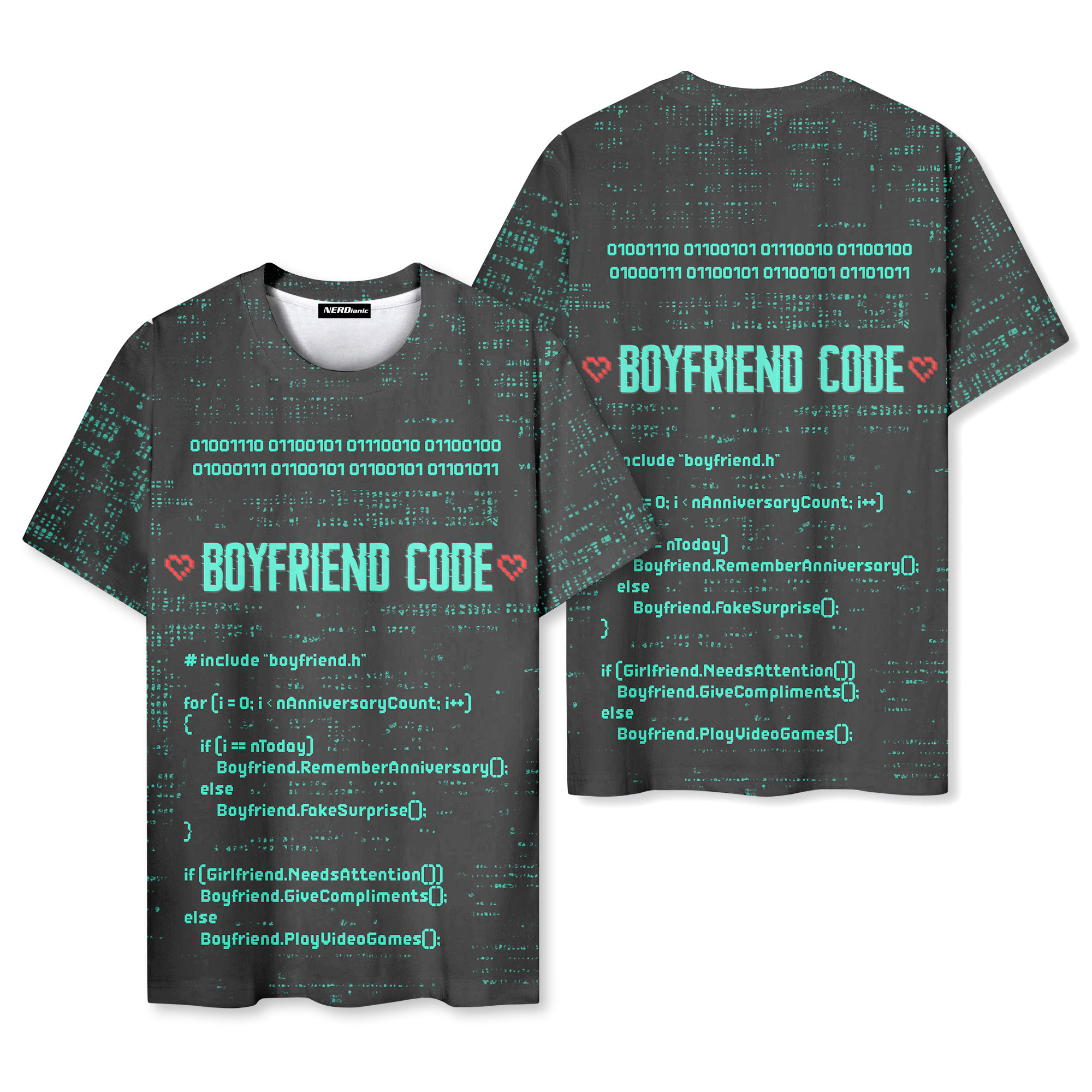 Boyfriend Code Funny Nerd Graphic T-Shirt