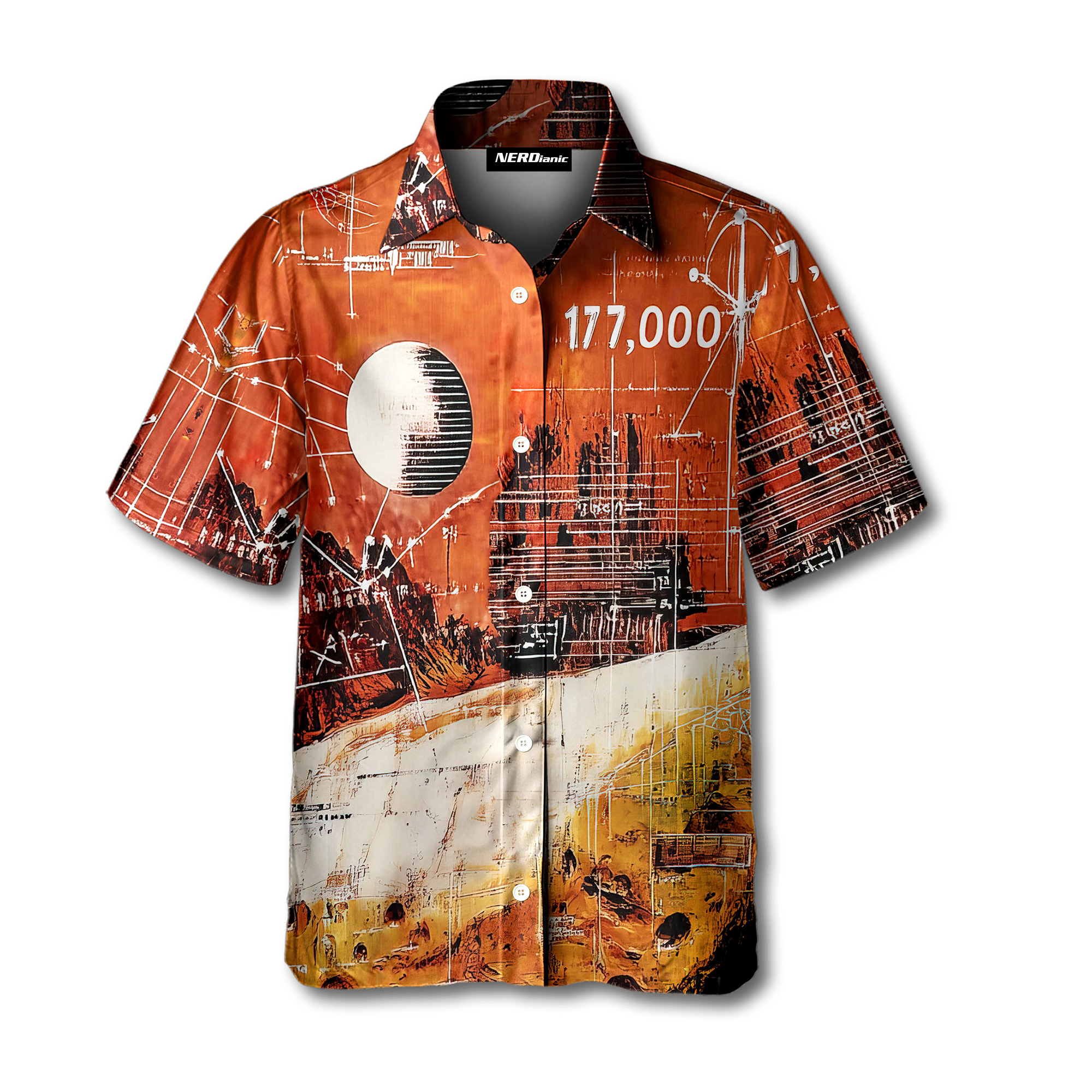 Landscape Nerdy Retro Space Button Up Shirt