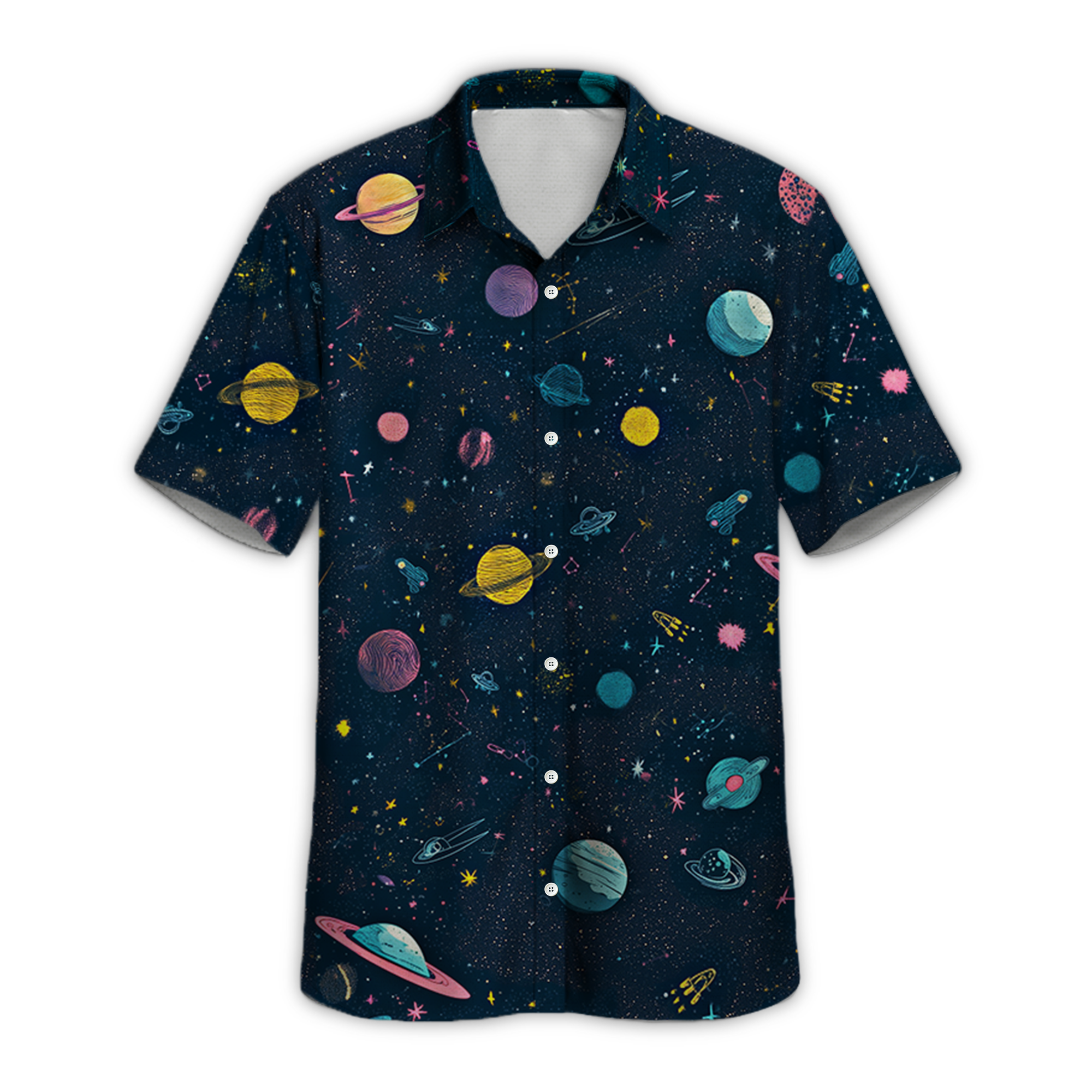 Space Galaxy Themed Retro Space Button Up Shirt