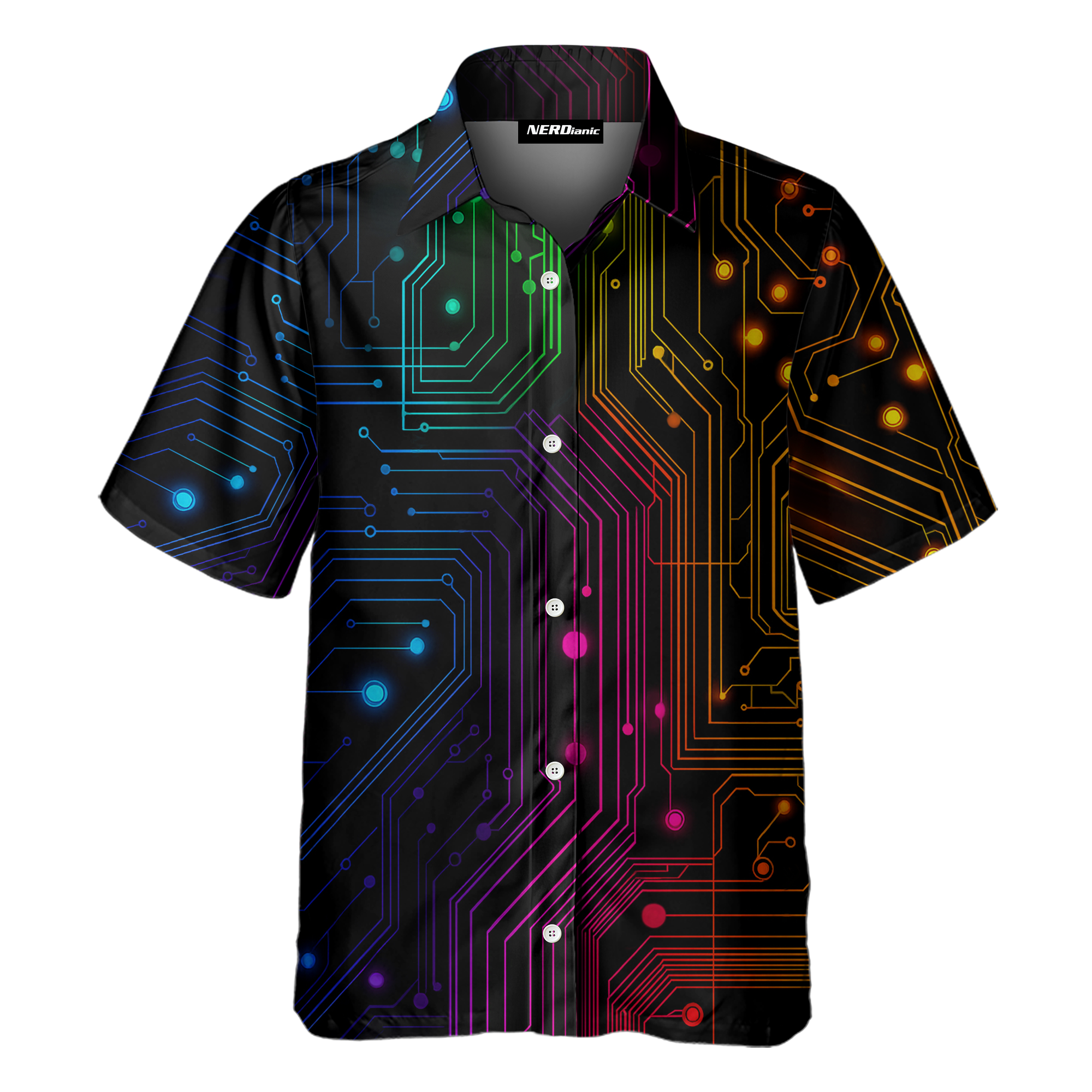 Colorful Circuit Board Technology Button Up Shirt