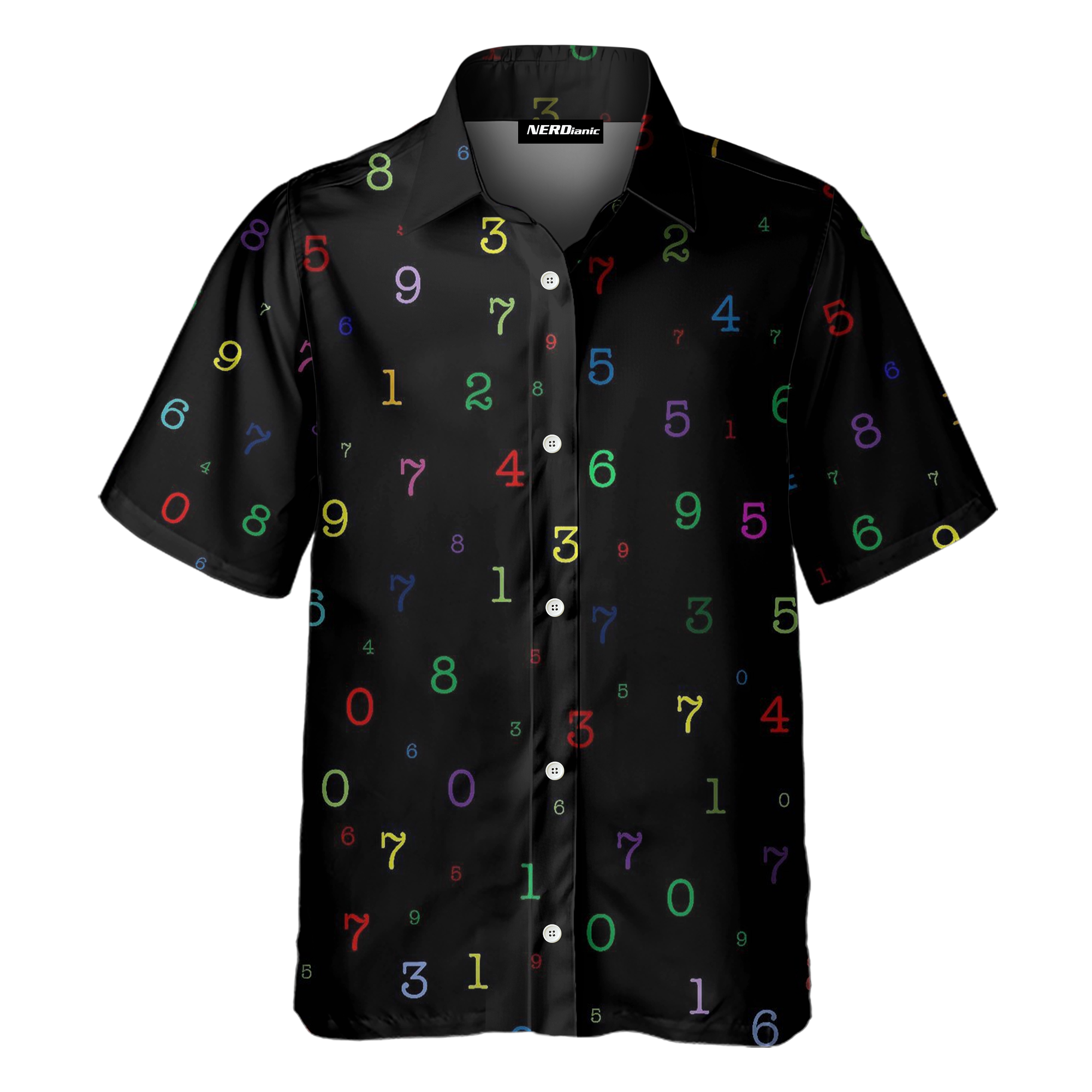 Colorful Number Math Button Up Shirt
