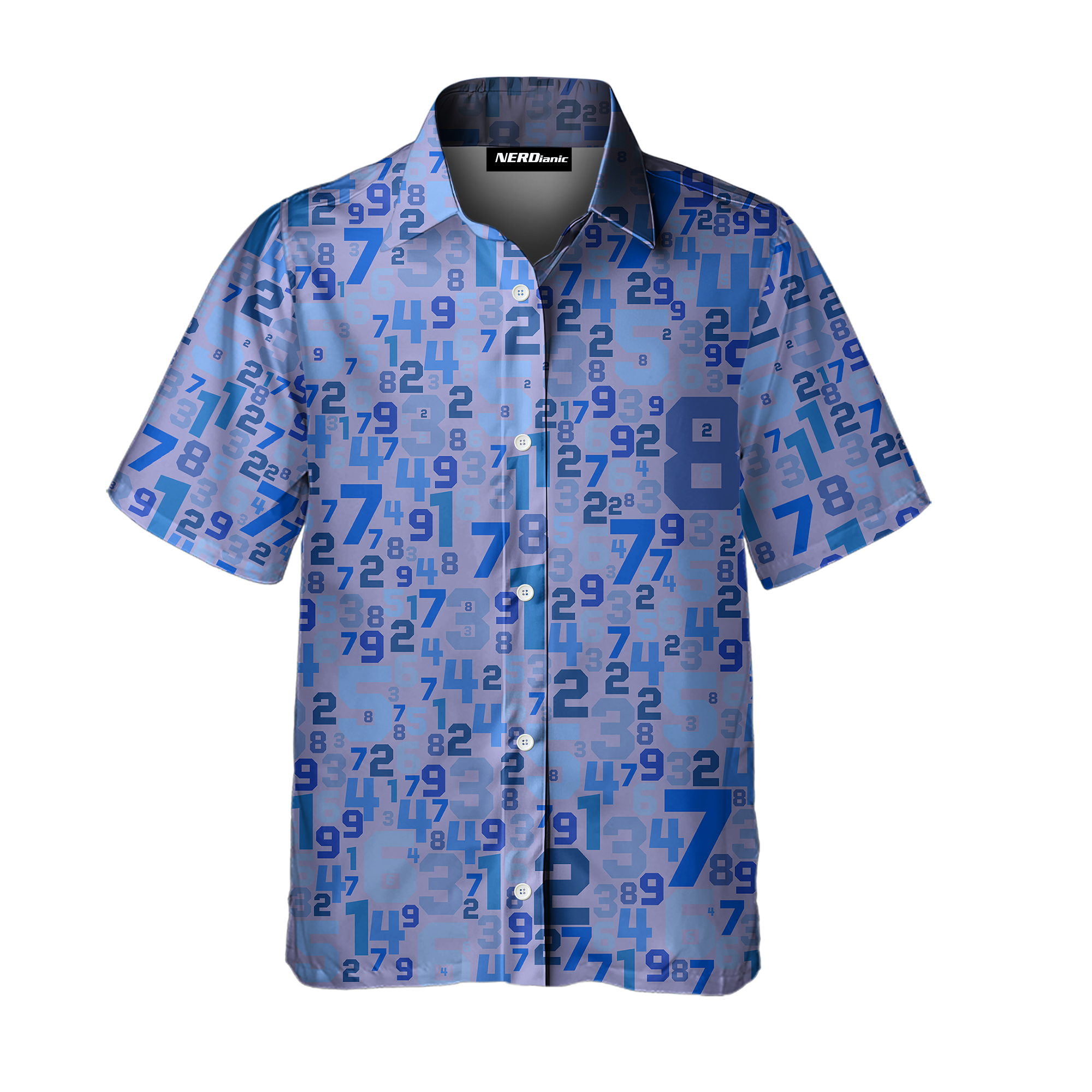 Purple Number Pattern Math Button Up Shirt