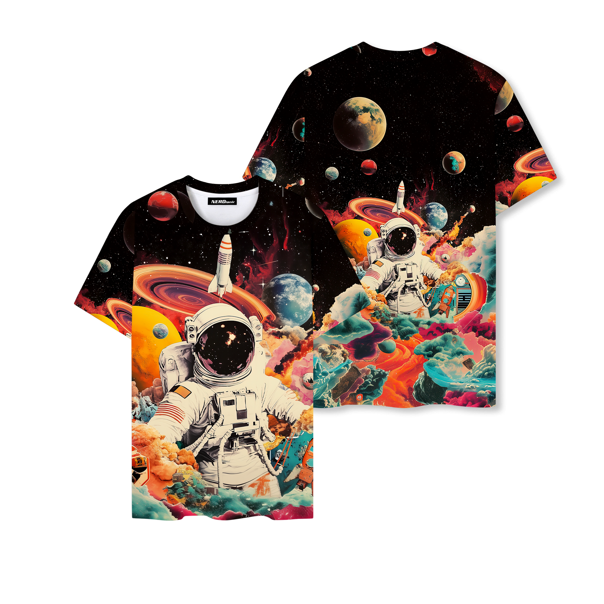 Astronaut Retro Space Graphics T-Shirt