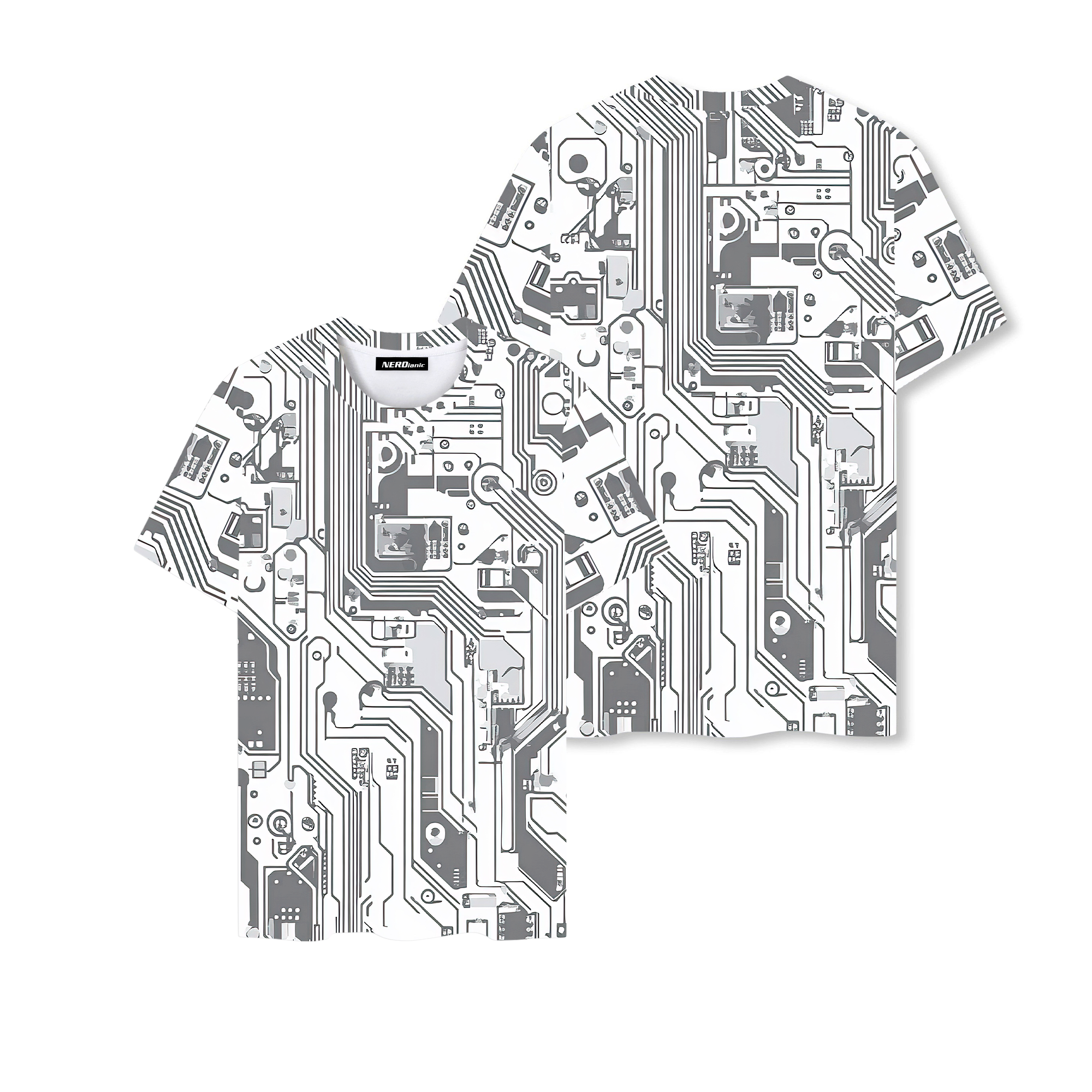 Circuit Board Nerd Graphic T-Shirt
