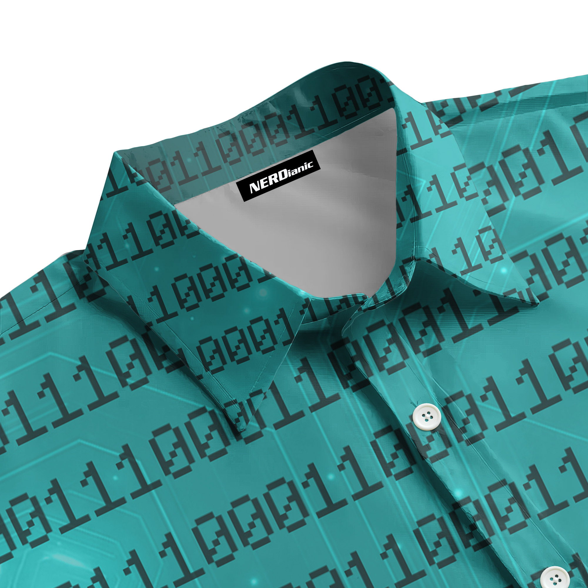 Hello World Binary Technology Button Up Shirt