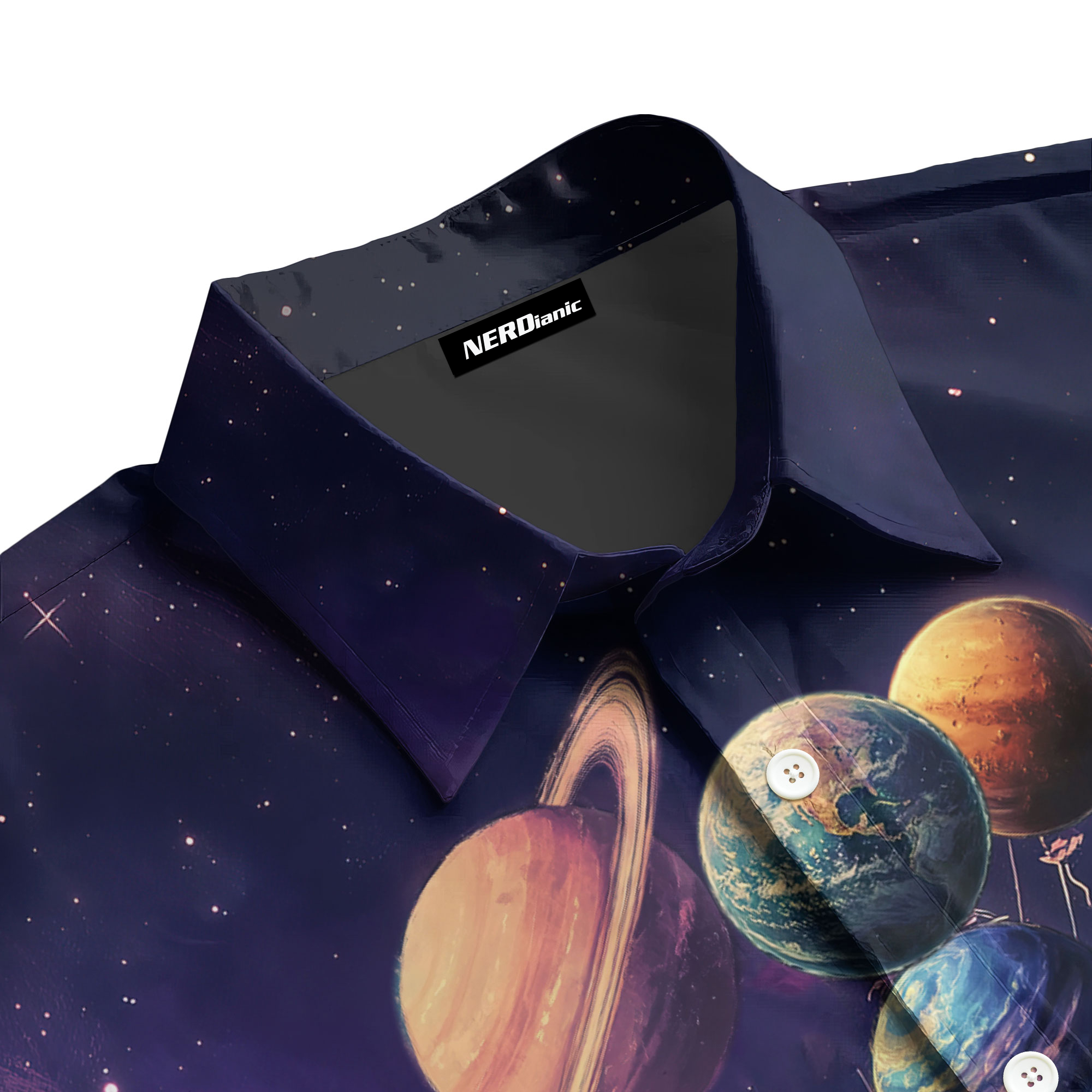 Astronaut Galaxy Nerdy Retro Space Button Up Shirt
