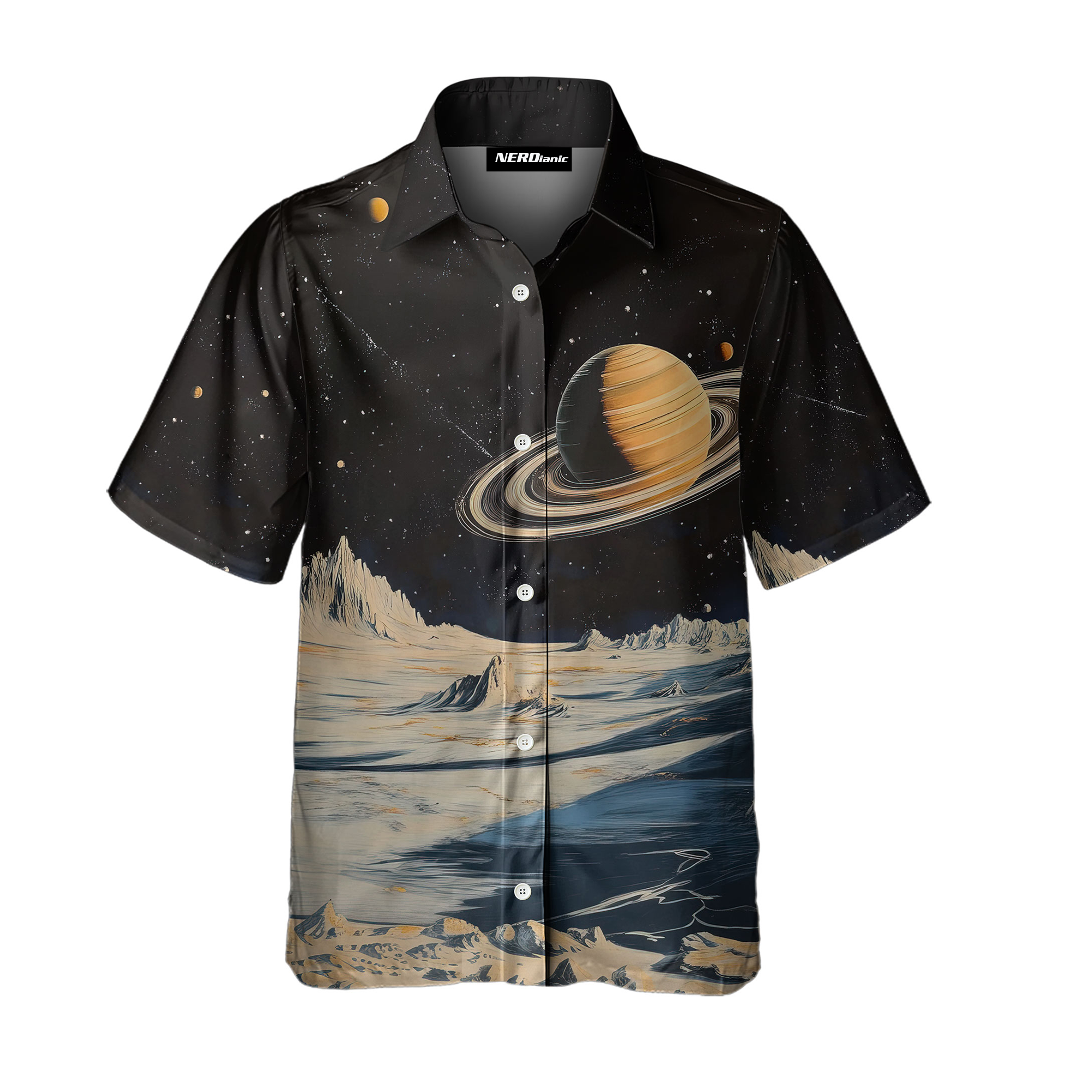 Galaxy Themed Nerdy Retro Space Button Up Shirt
