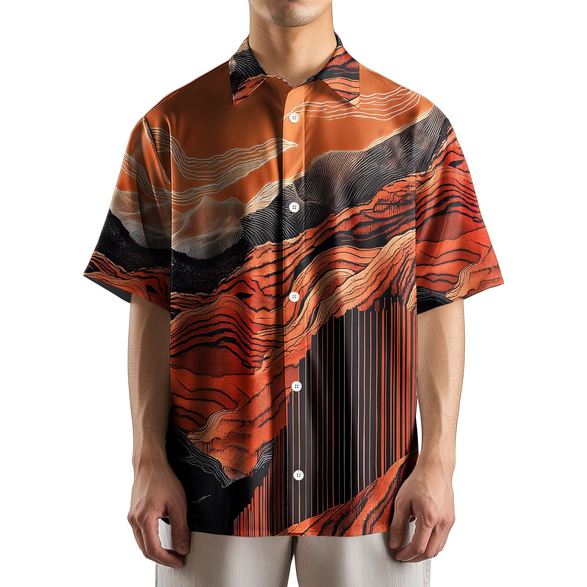 Mars Landscape Retro Space Button Up Shirt