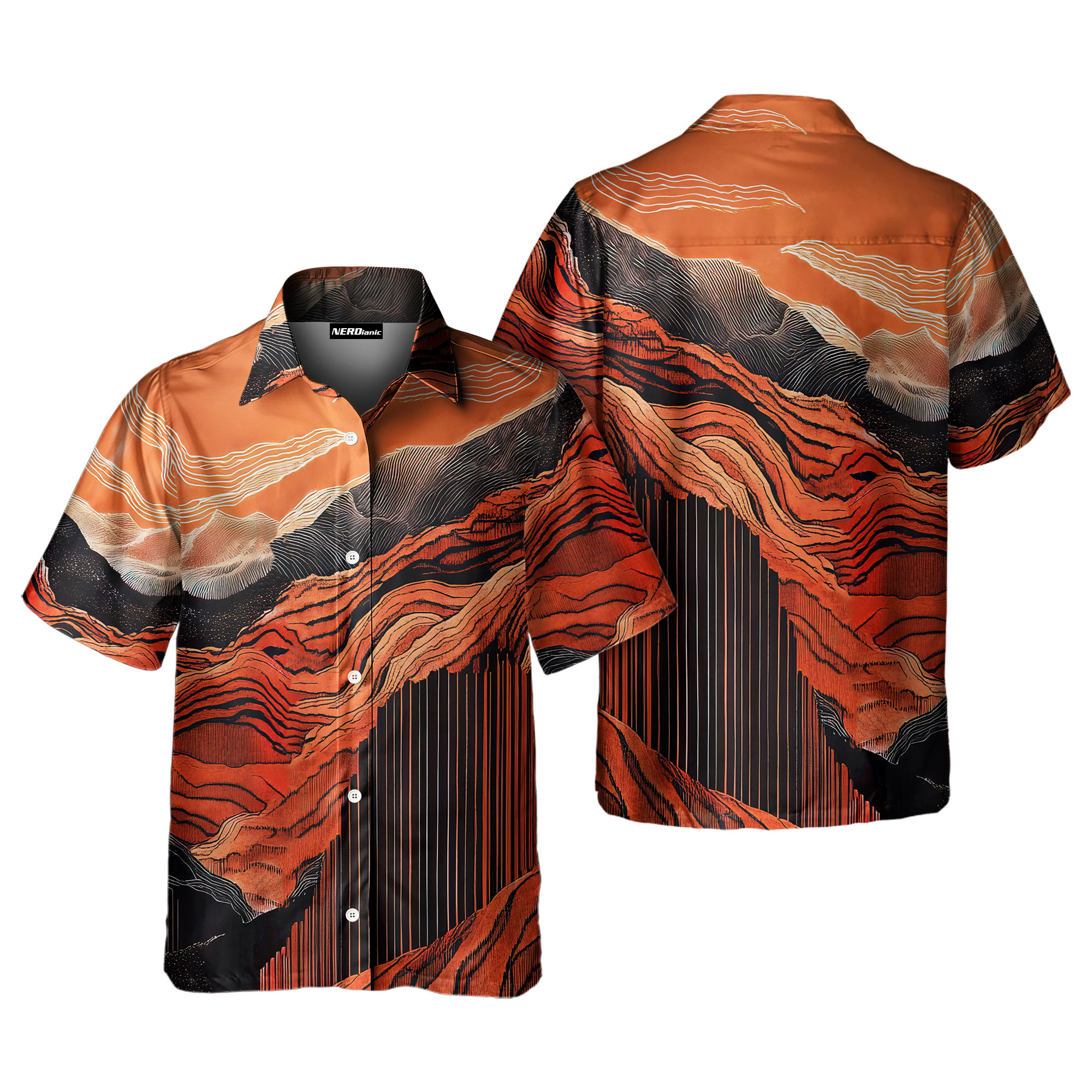 Mars Landscape Retro Space Button Up Shirt