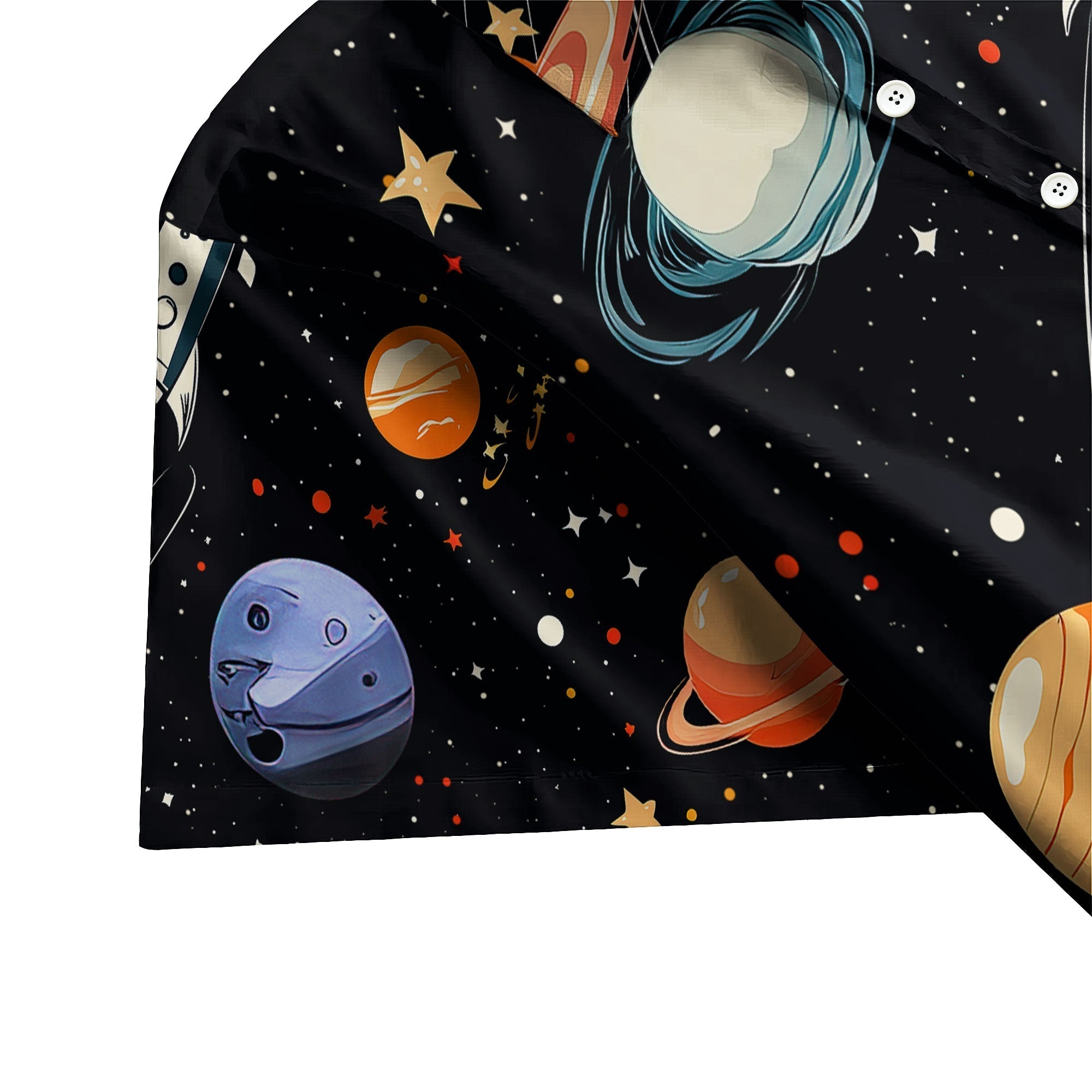 Funny Astronaut Galaxy Retro Space Button Up Shirt