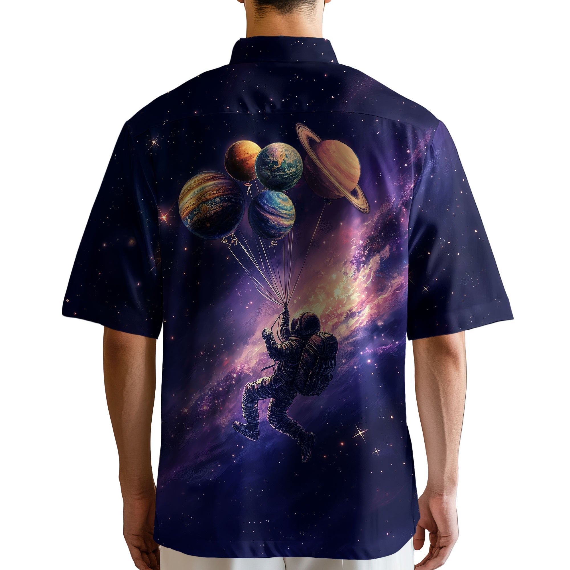 Astronaut Galaxy Nerdy Retro Space Button Up Shirt