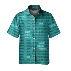 Hello World Binary Technology Button Up Shirt