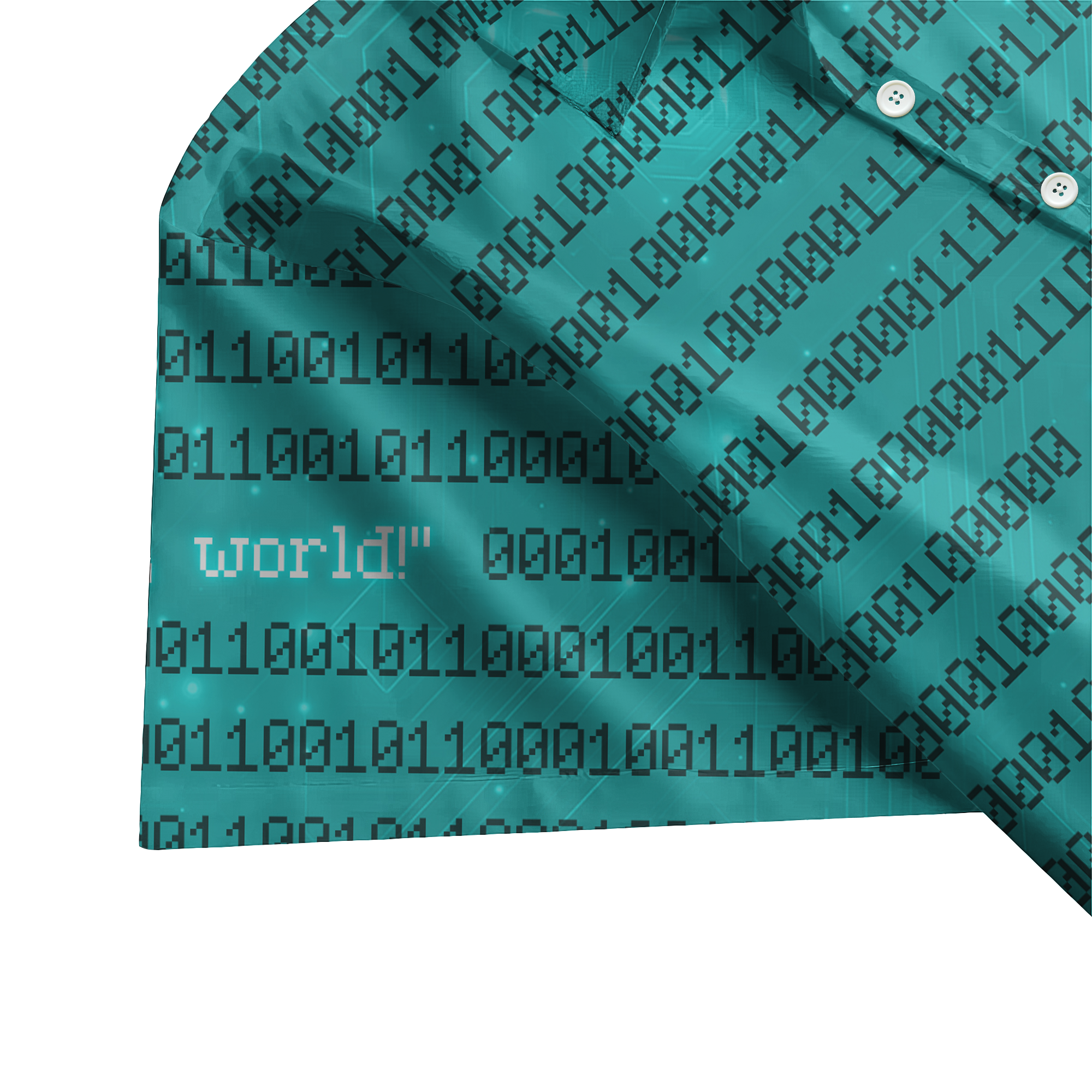 Hello World Binary Technology Button Up Shirt
