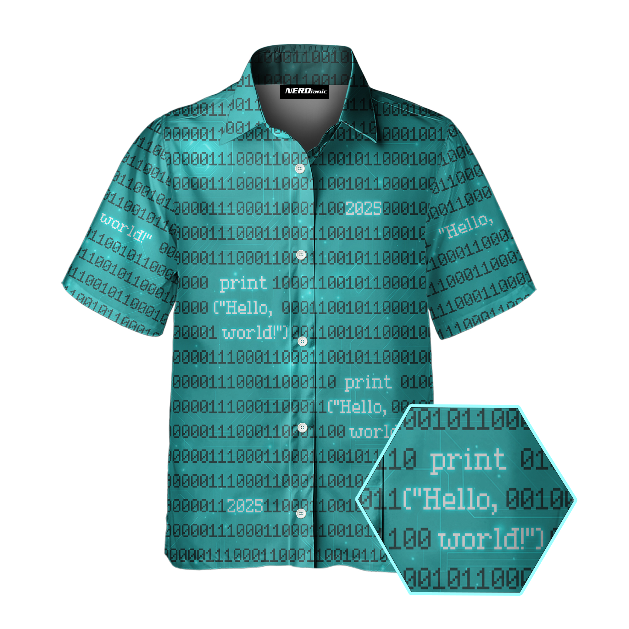 Hello World Binary Technology Button Up Shirt