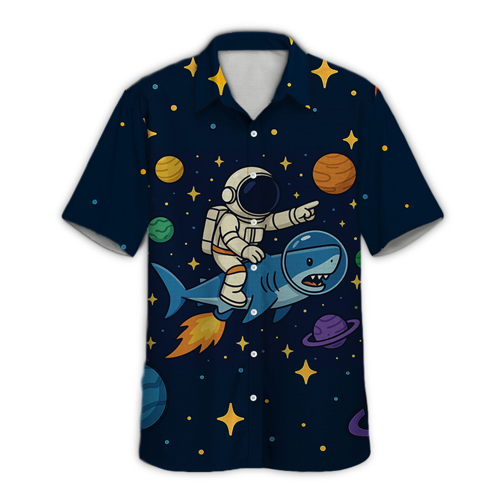 Astronaut Galaxy Space Retro Space Button Up Shirt