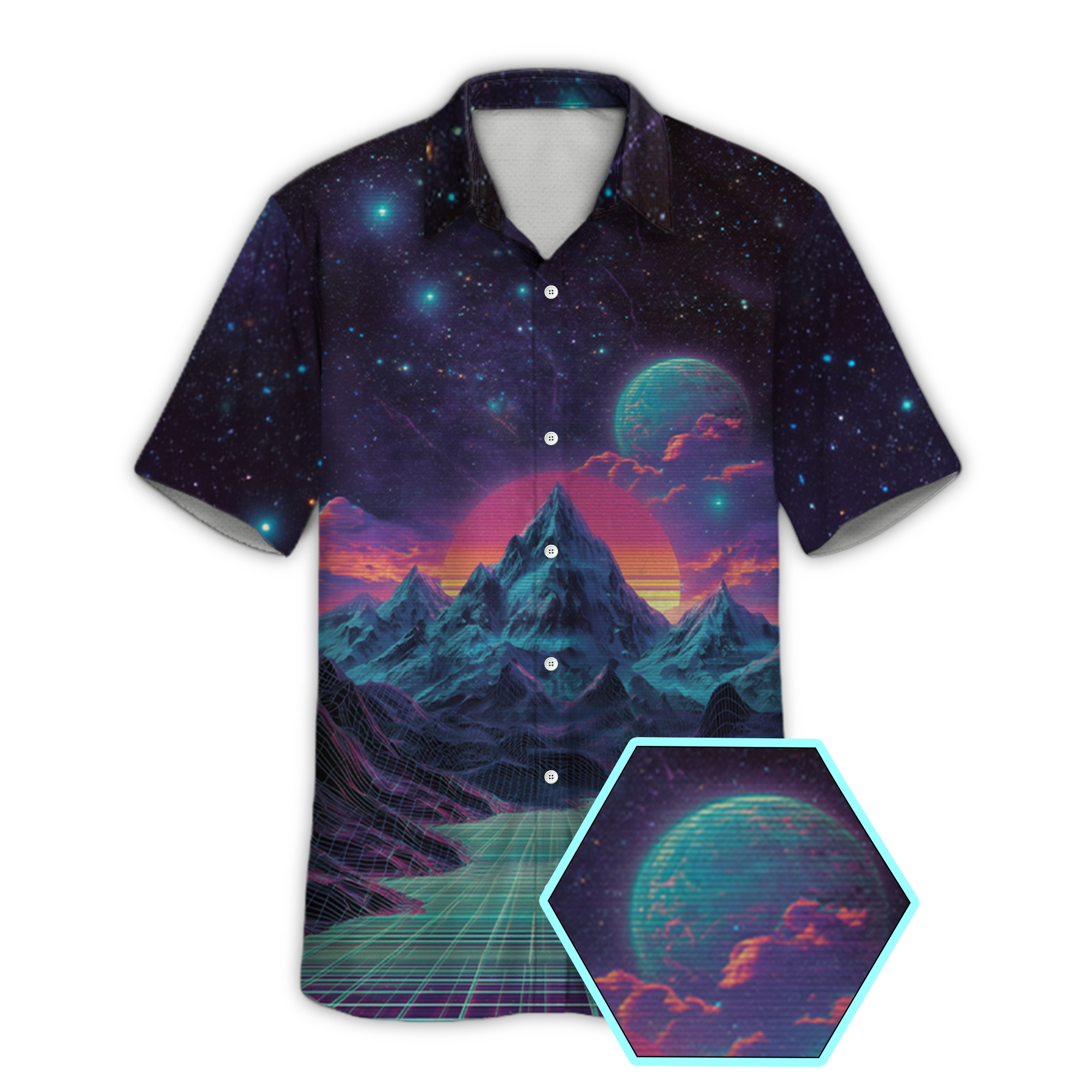 Spacewaves Retro Space Button Up Shirt