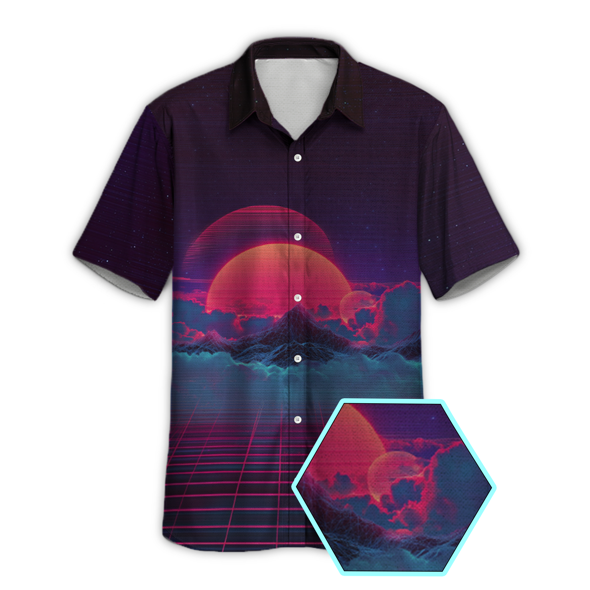 Spacewaves Galaxy Retro Space Button Up Shirt