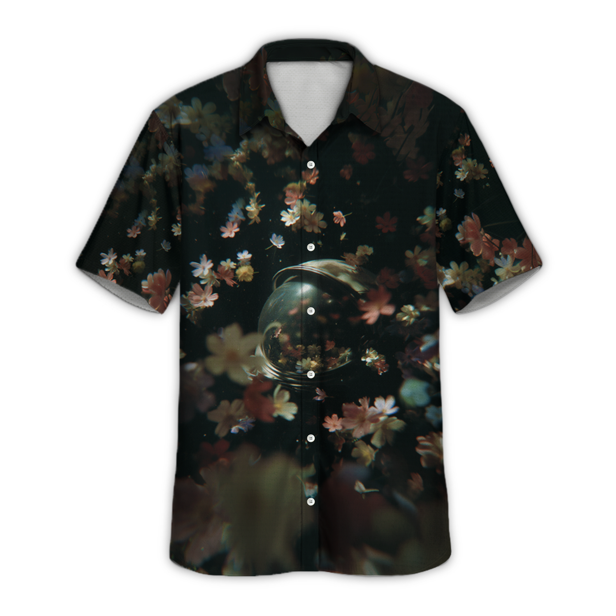 Blossoms Retro Space Button Up Shirt