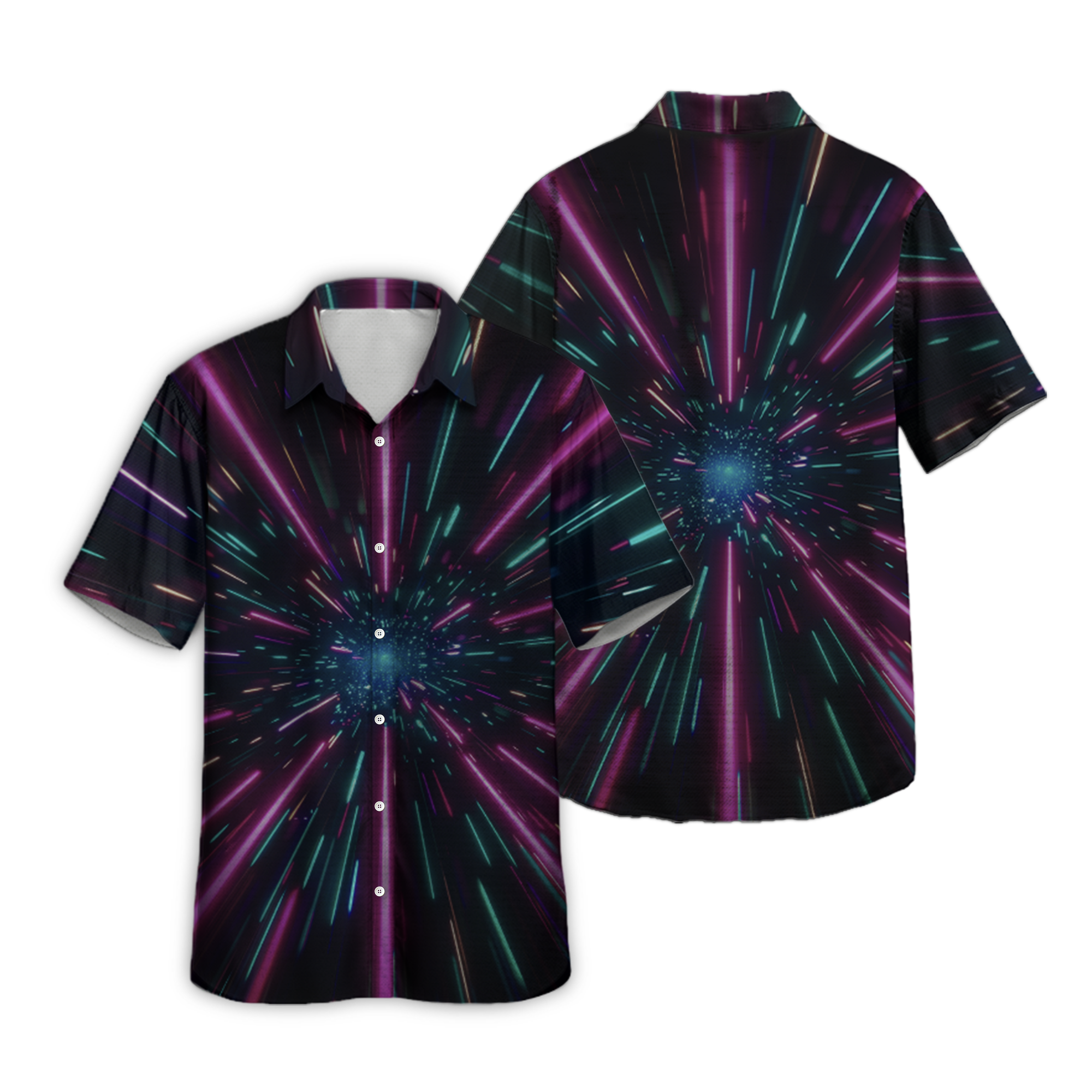 Galaxy Black Retro Space Button Up Shirt