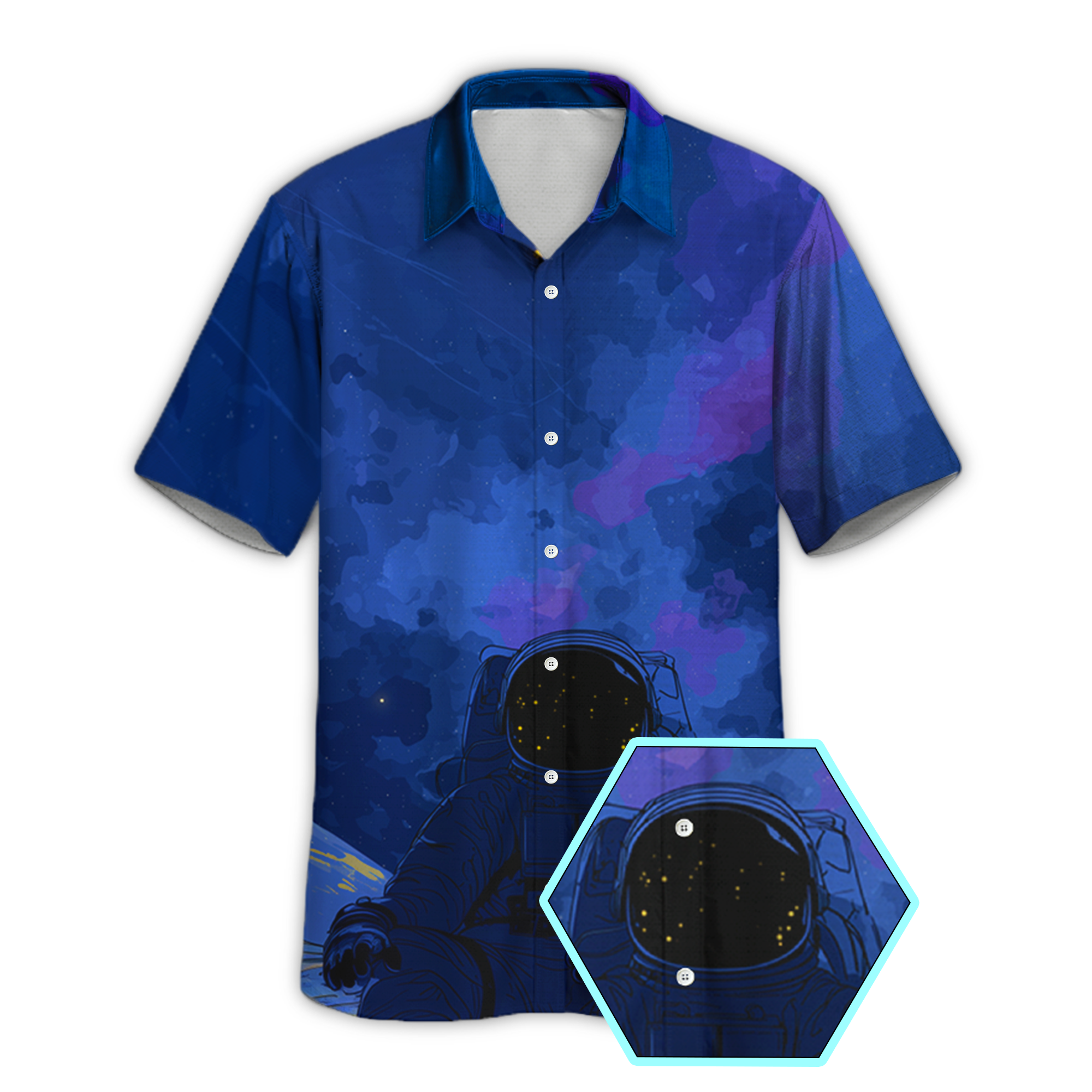 Astronauts Travel Retro Space Button Up Shirt