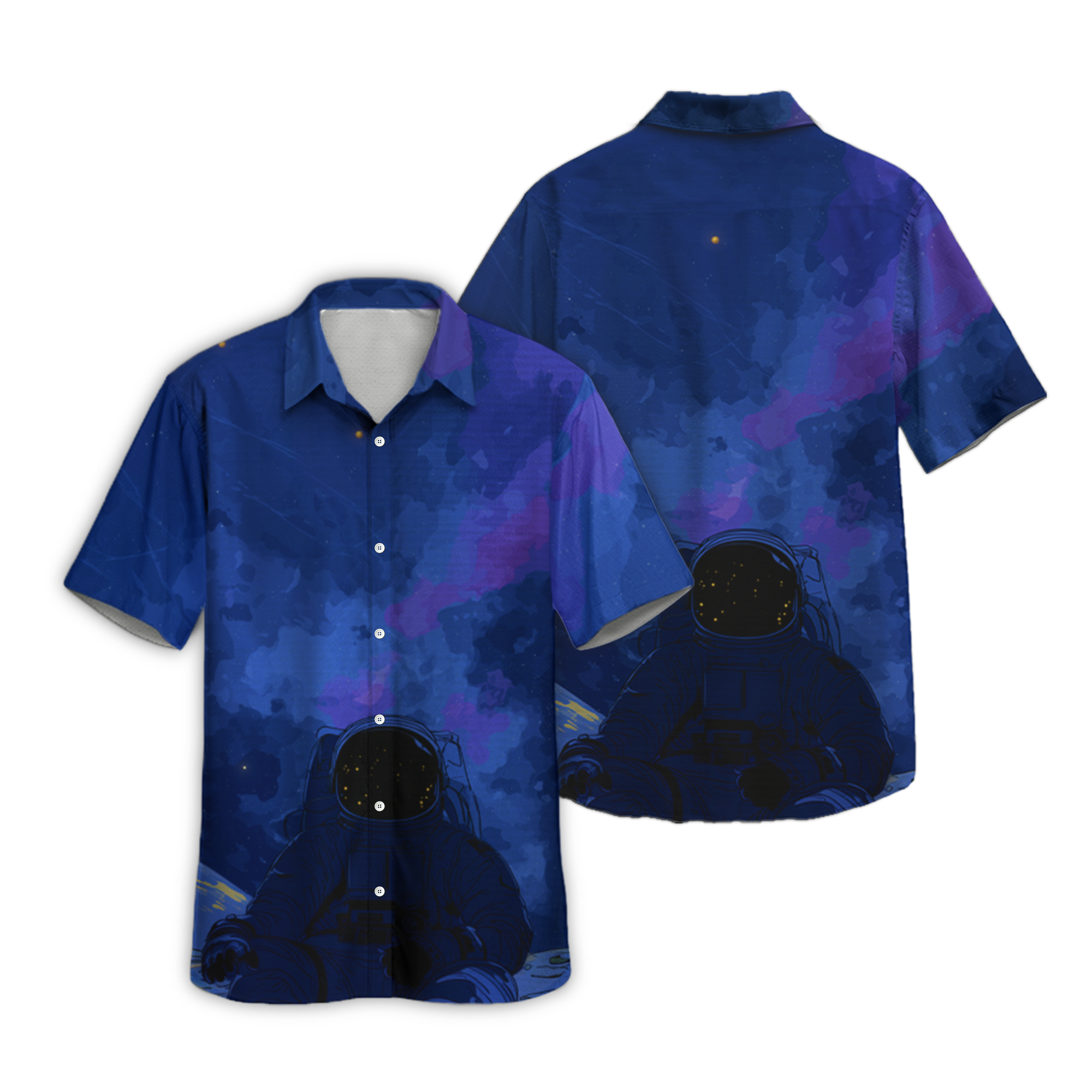 Astronauts Travel Retro Space Button Up Shirt