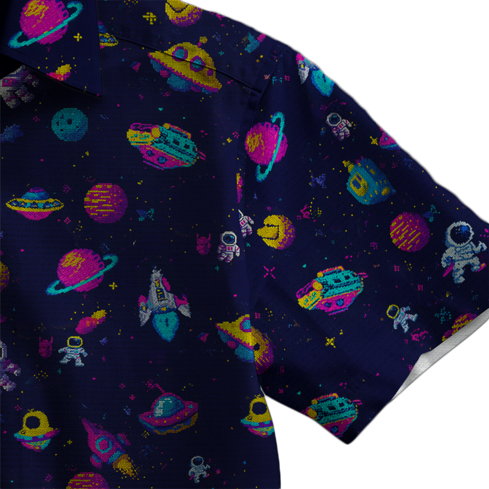 Astronauts Pixels Retro Space Button Up Shirt