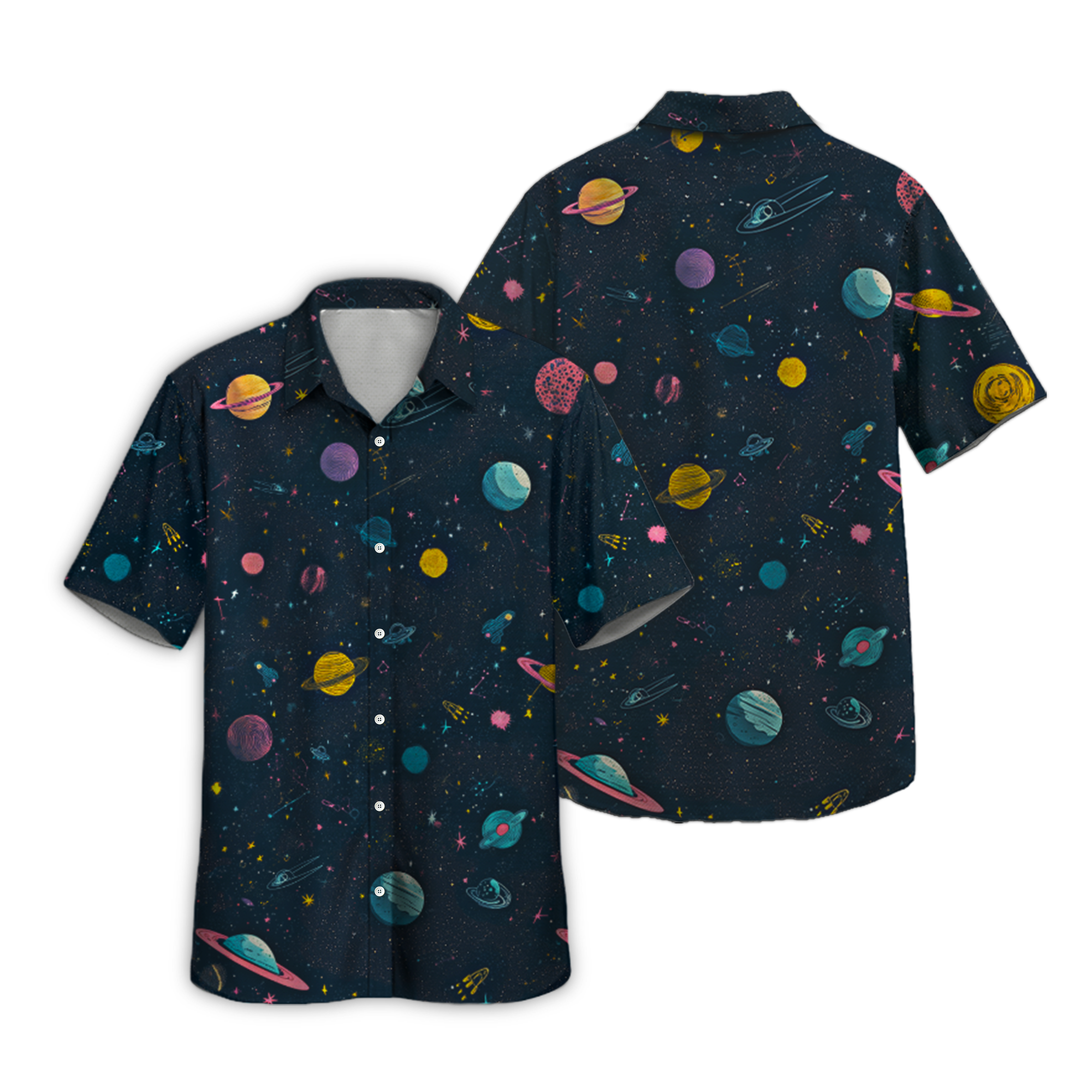 Space Galaxy Themed Retro Space Button Up Shirt