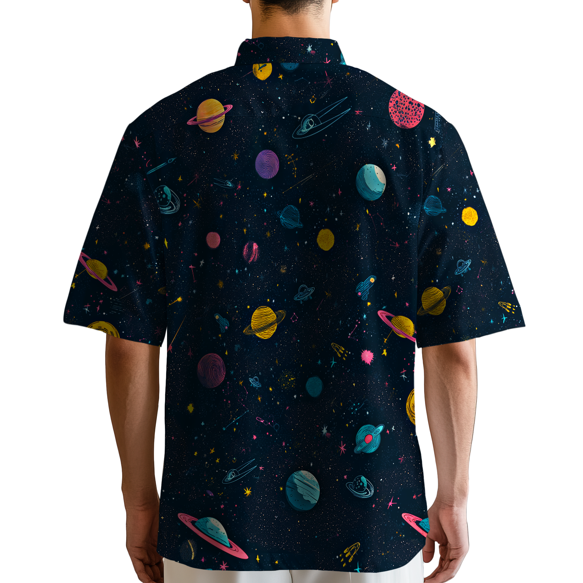 Space Galaxy Themed Retro Space Button Up Shirt