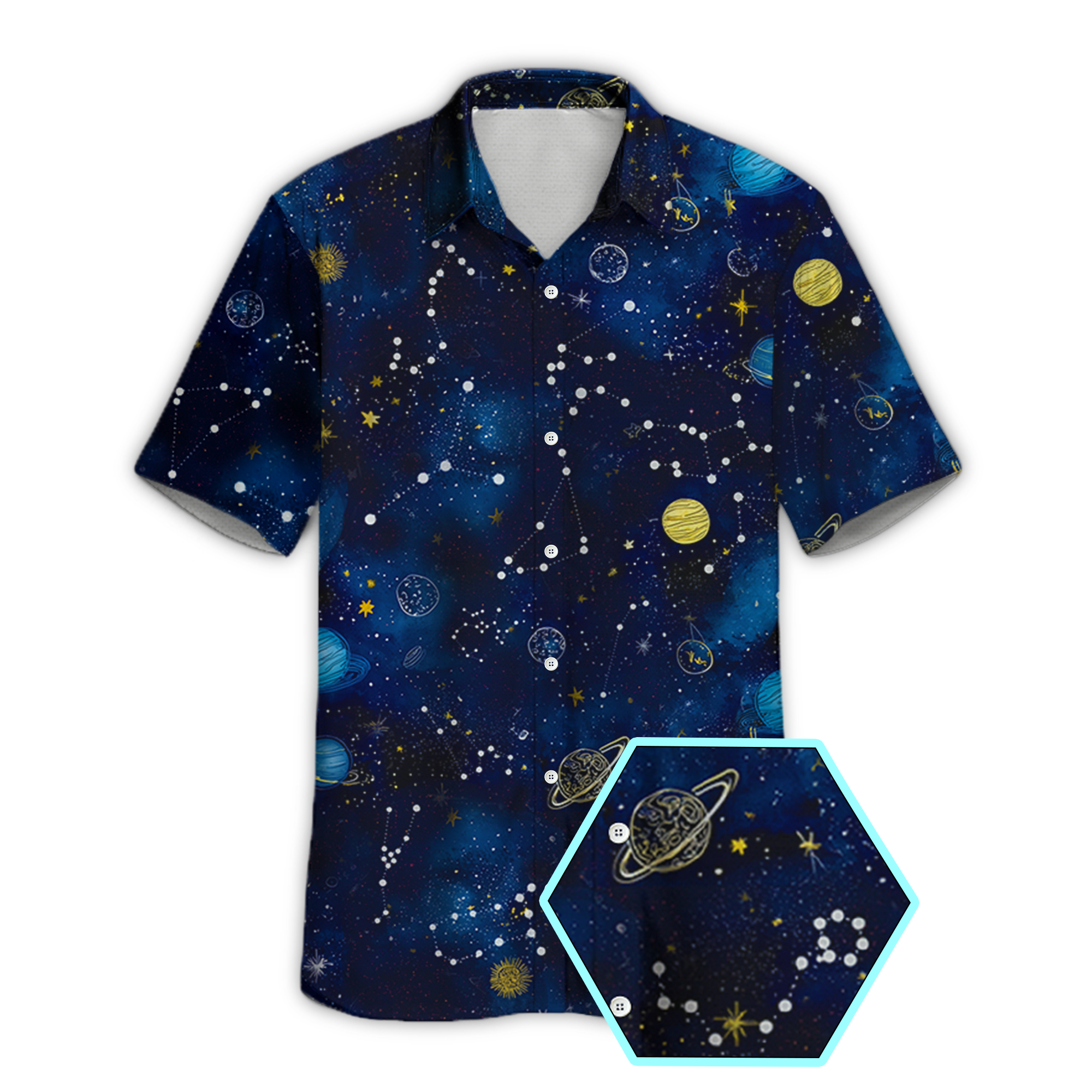 Planet Galaxy Retro Space Button Up Shirt