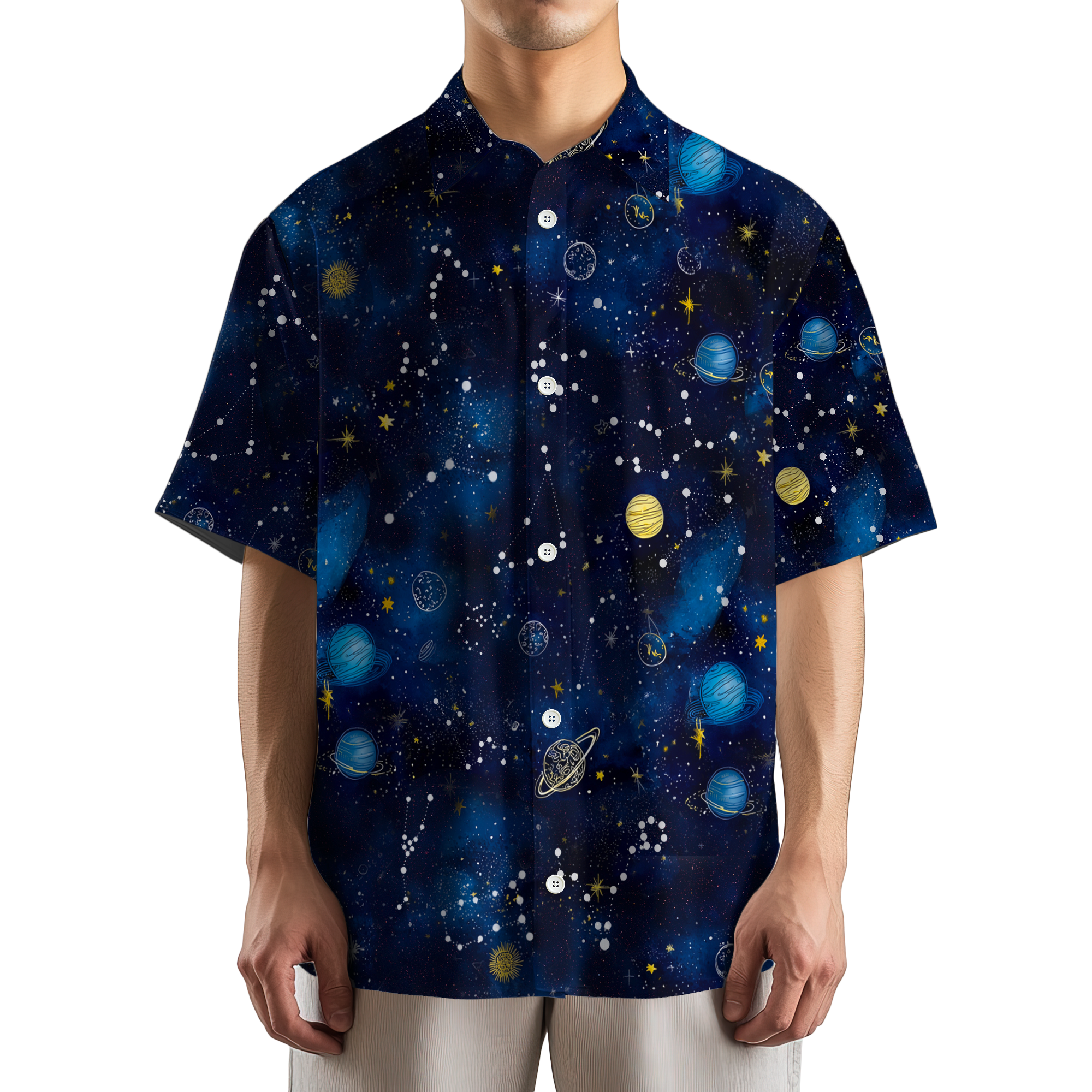 Planet Galaxy Retro Space Button Up Shirt